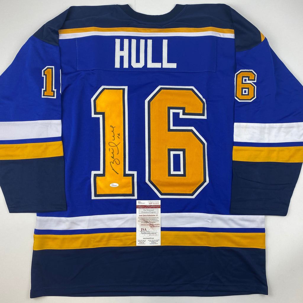 autographed-signed-brett-hull-st-louis-blue-yellow-numbers-hockey-jersey-jsa-coa