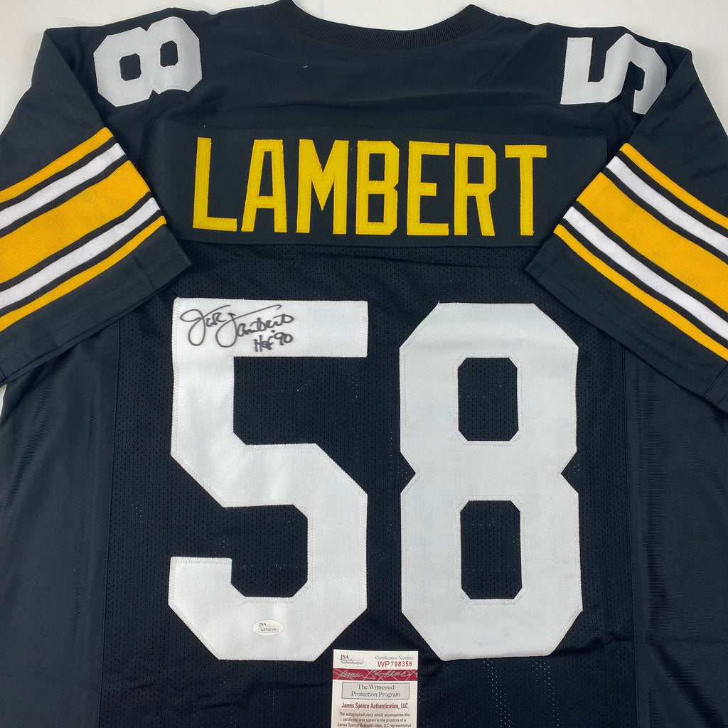 autographed-signed-jack-lambert-hof-90-pittsburgh-black-football-jersey-jsa-coa