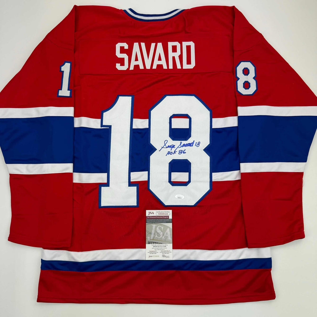 autographed-signed-serge-savard-hof-86-montreal-red-hockey-jersey-jsa-coa