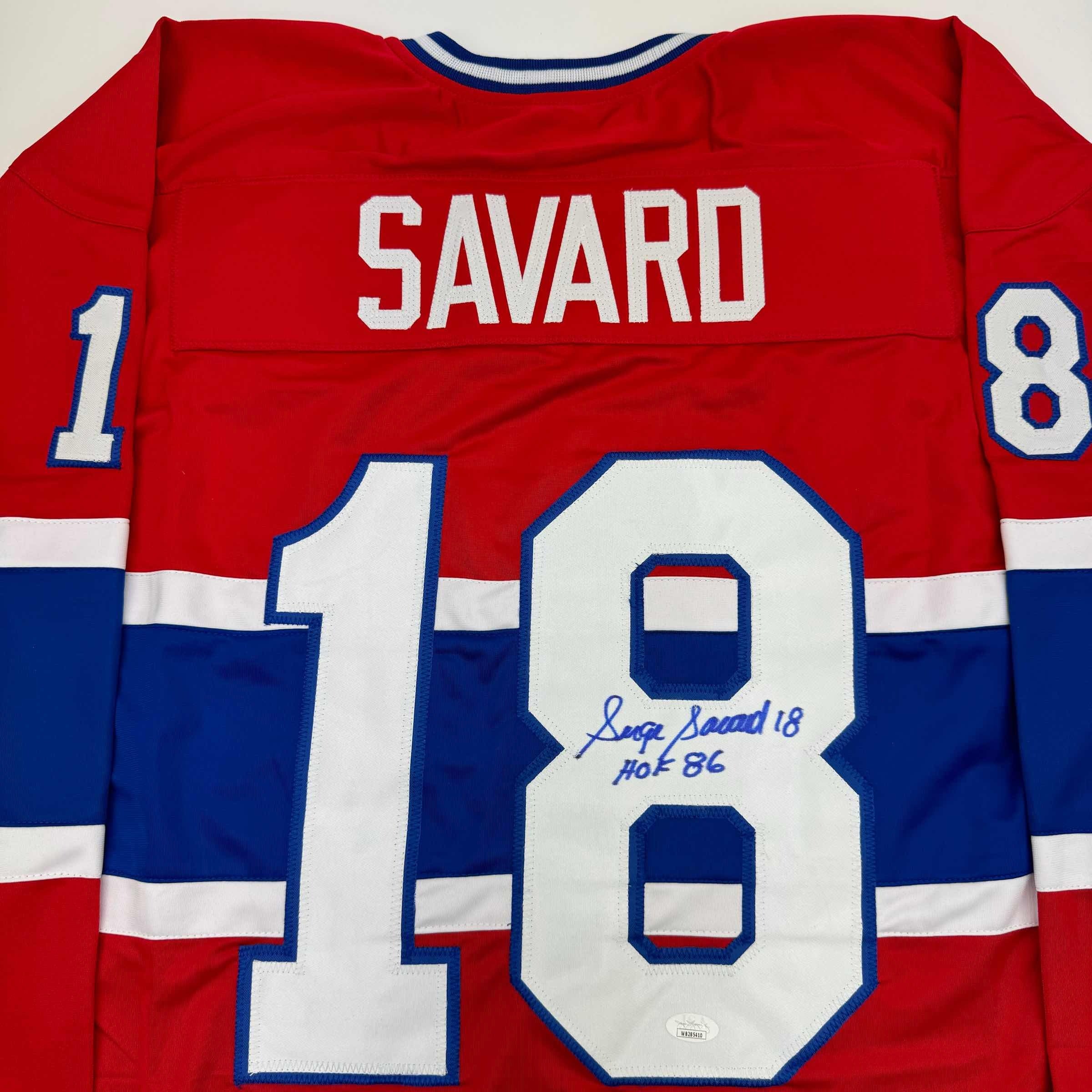autographed-signed-serge-savard-hof-86-montreal-red-hockey-jersey-jsa-coa