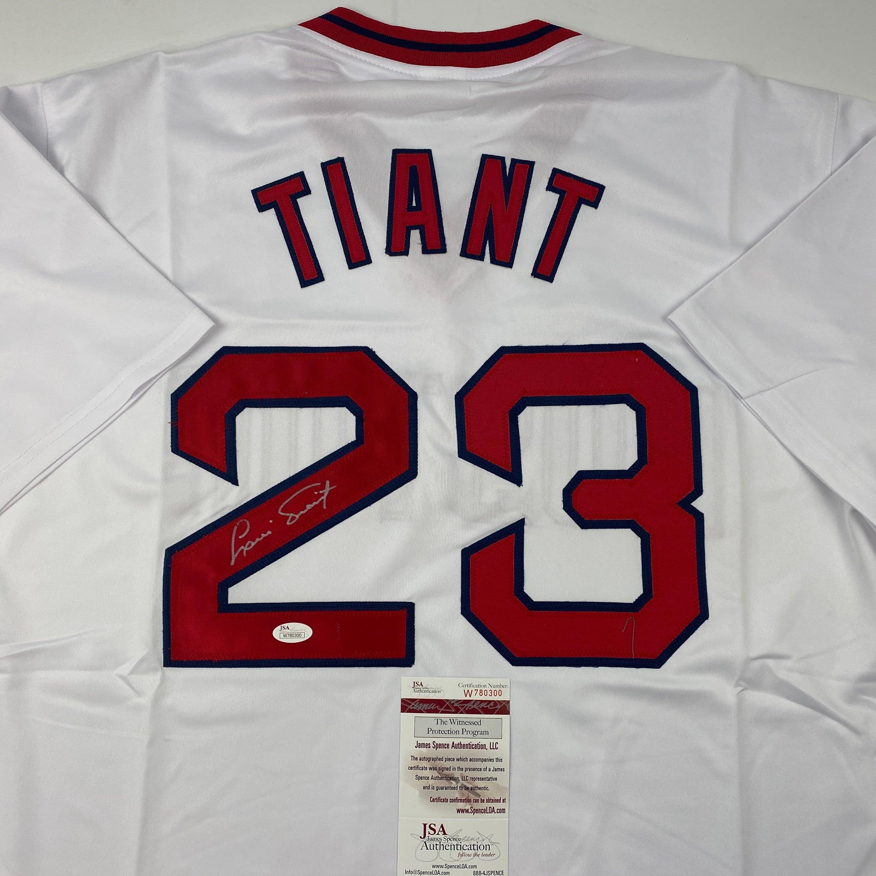 autographed-signed-luis-tiant-boston-red-sox-white-baseball-jersey-jsa-coa
