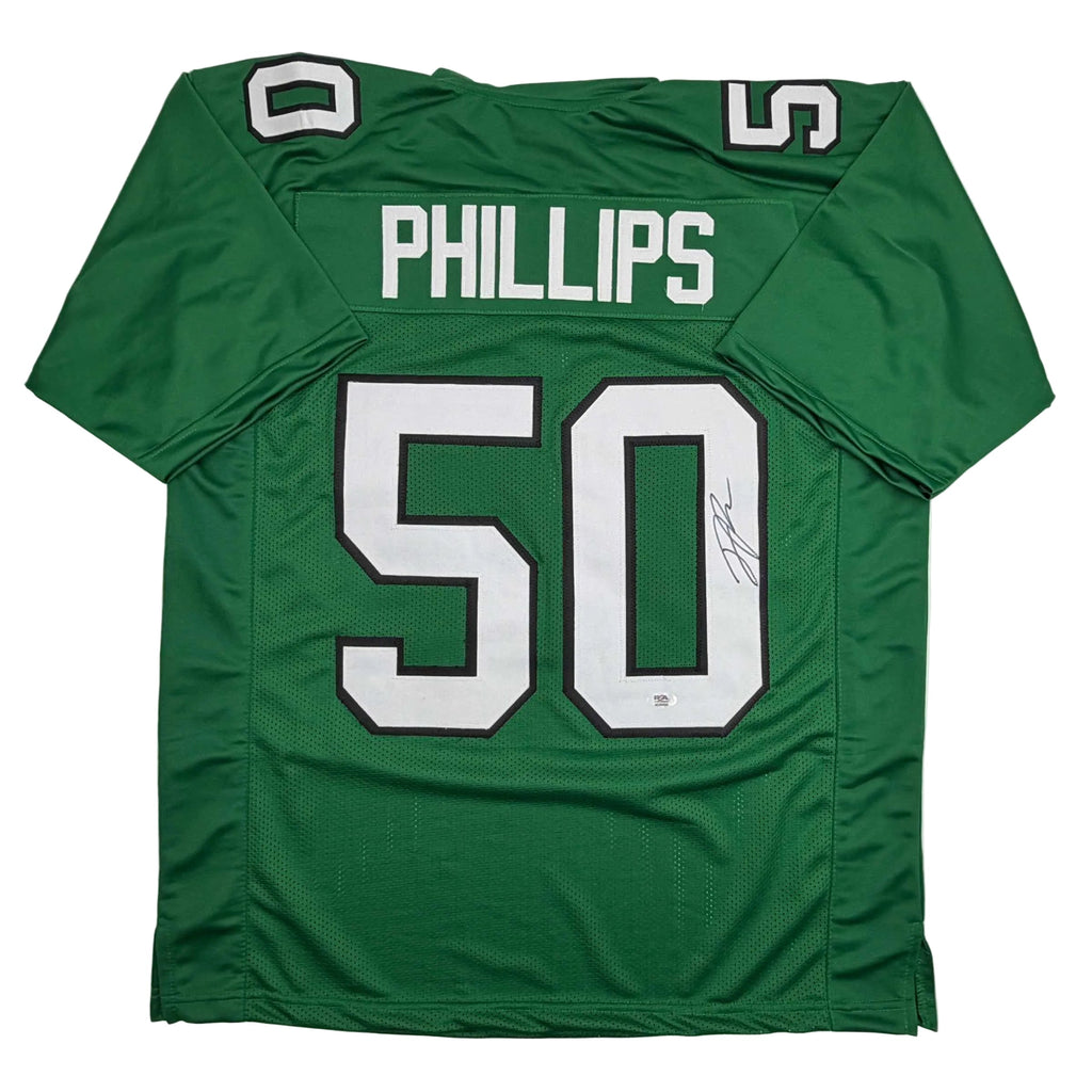 autographed-signed-jaelan-phillips-philadelphia-kelly-green-football-jersey-psa-dna-coa