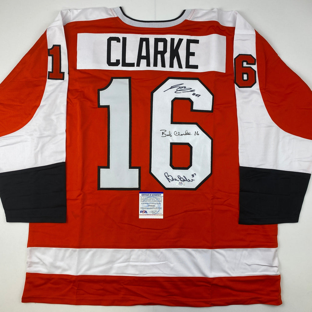 autographed-signed-reggie-leach-bobby-clarke-bill-barber-philadelphia-orange-hockey-jersey-psa-dna-coa
