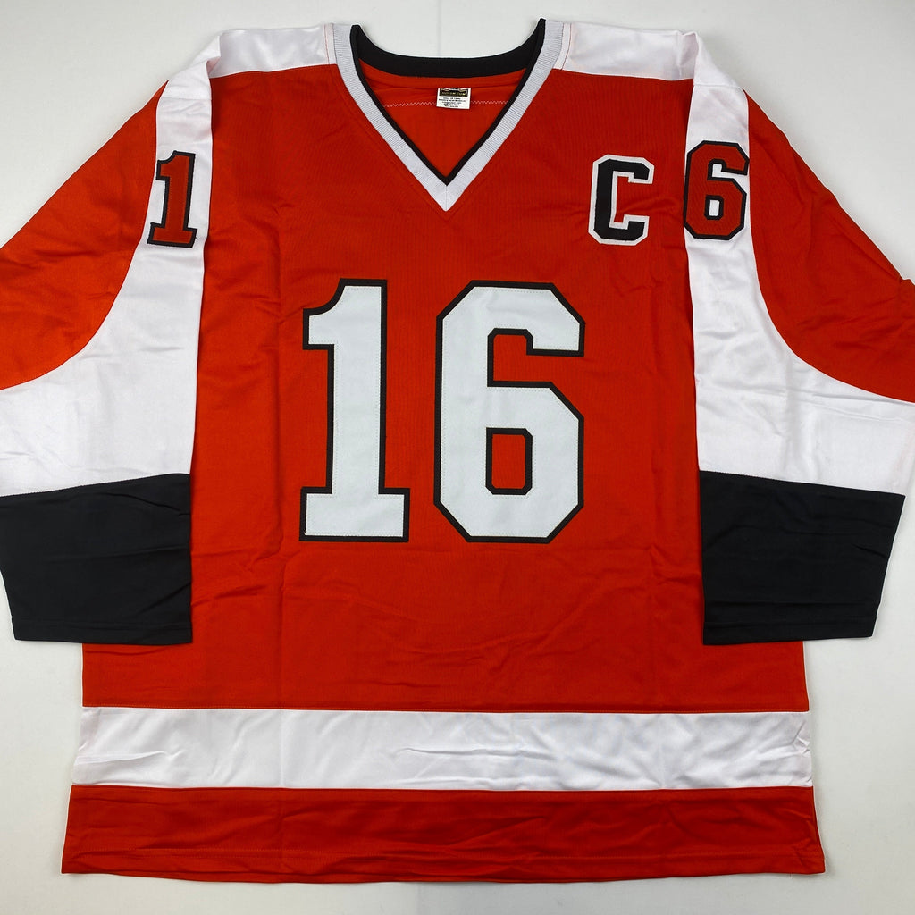 autographed-signed-reggie-leach-bobby-clarke-bill-barber-philadelphia-orange-hockey-jersey-psa-dna-coa