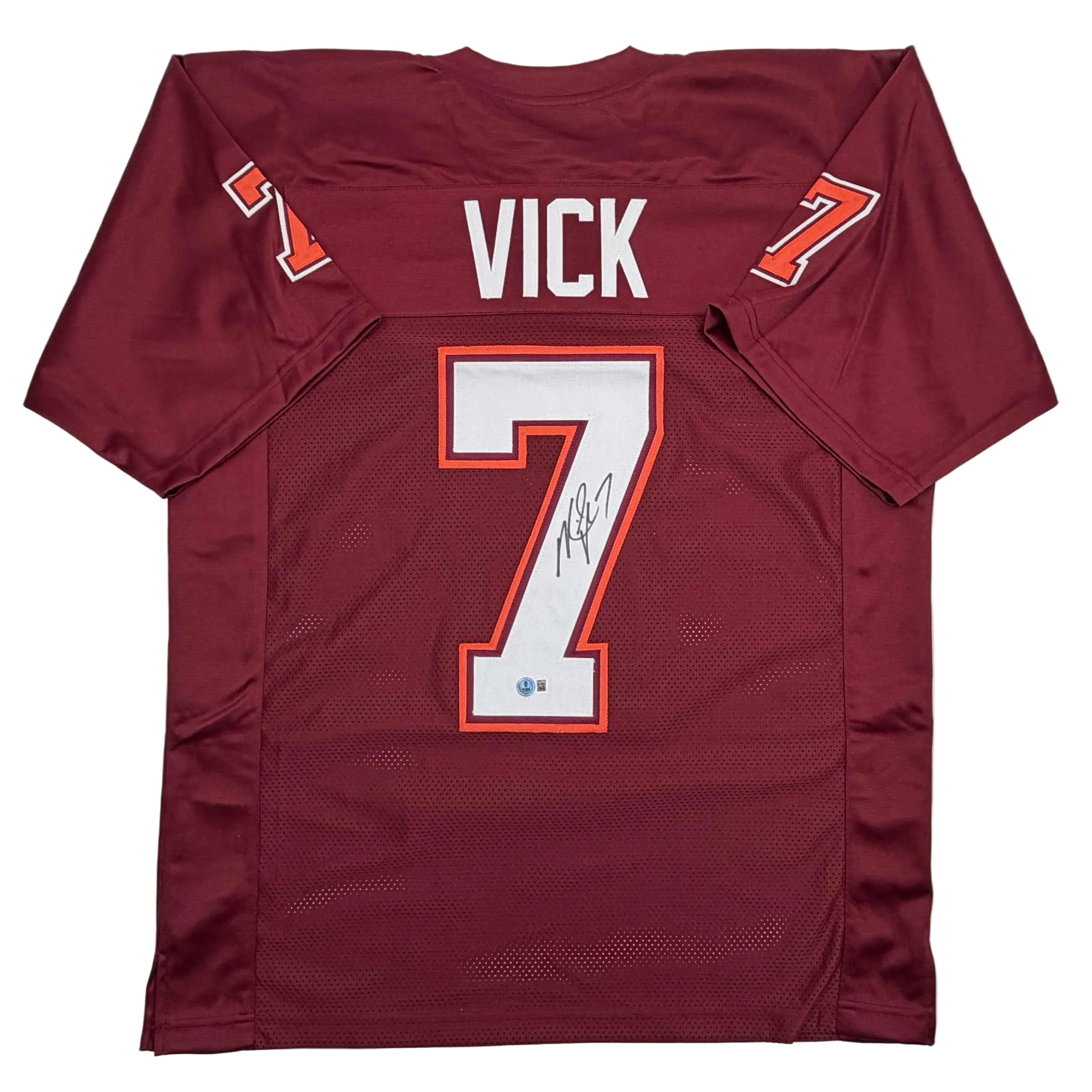 autographed-signed-michael-mike-vick-virginia-tech-maroon-college-football-jersey-beckett-bas-coa