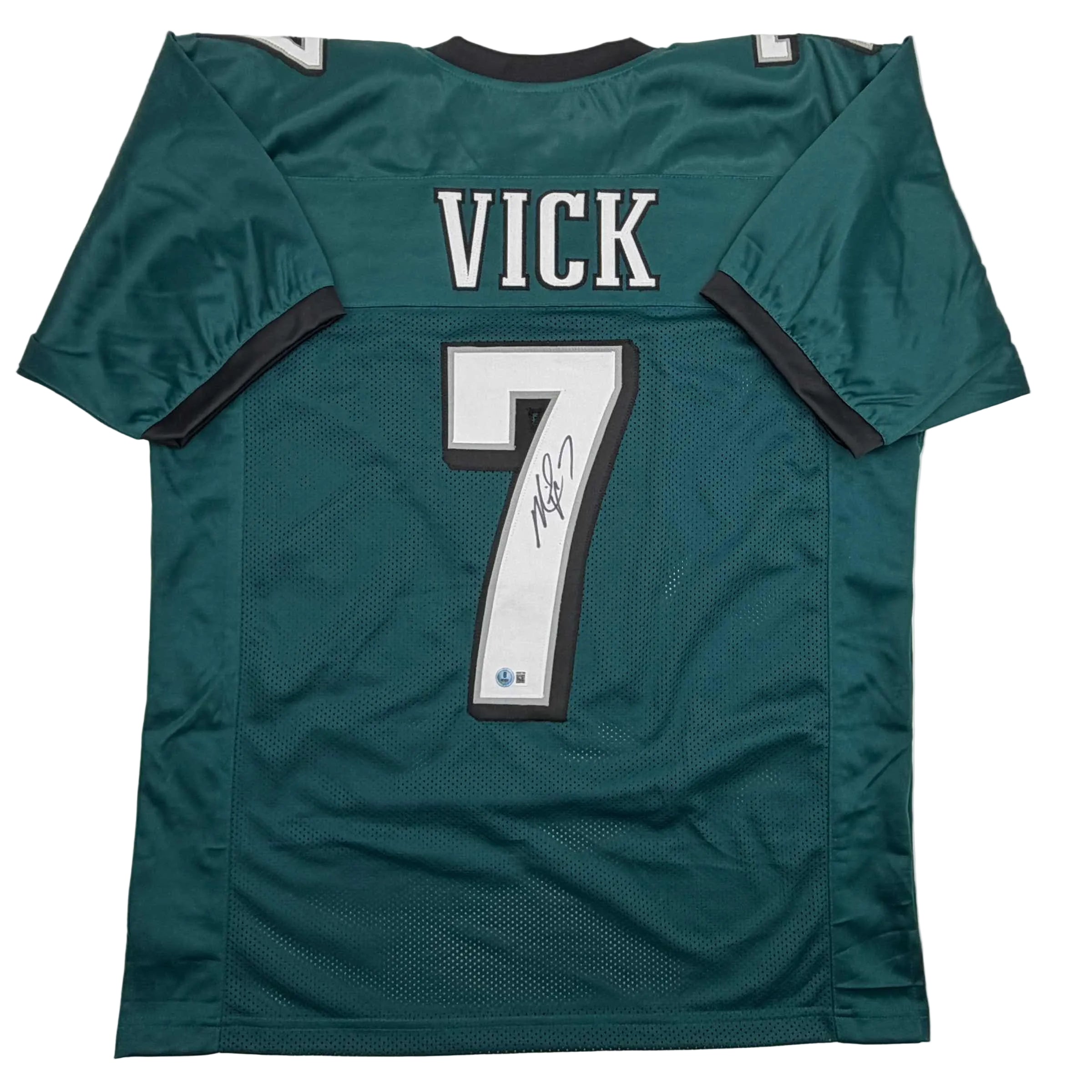 autographed-signed-michael-mike-vick-philadelphia-green-football-jersey-beckett-bas-coa