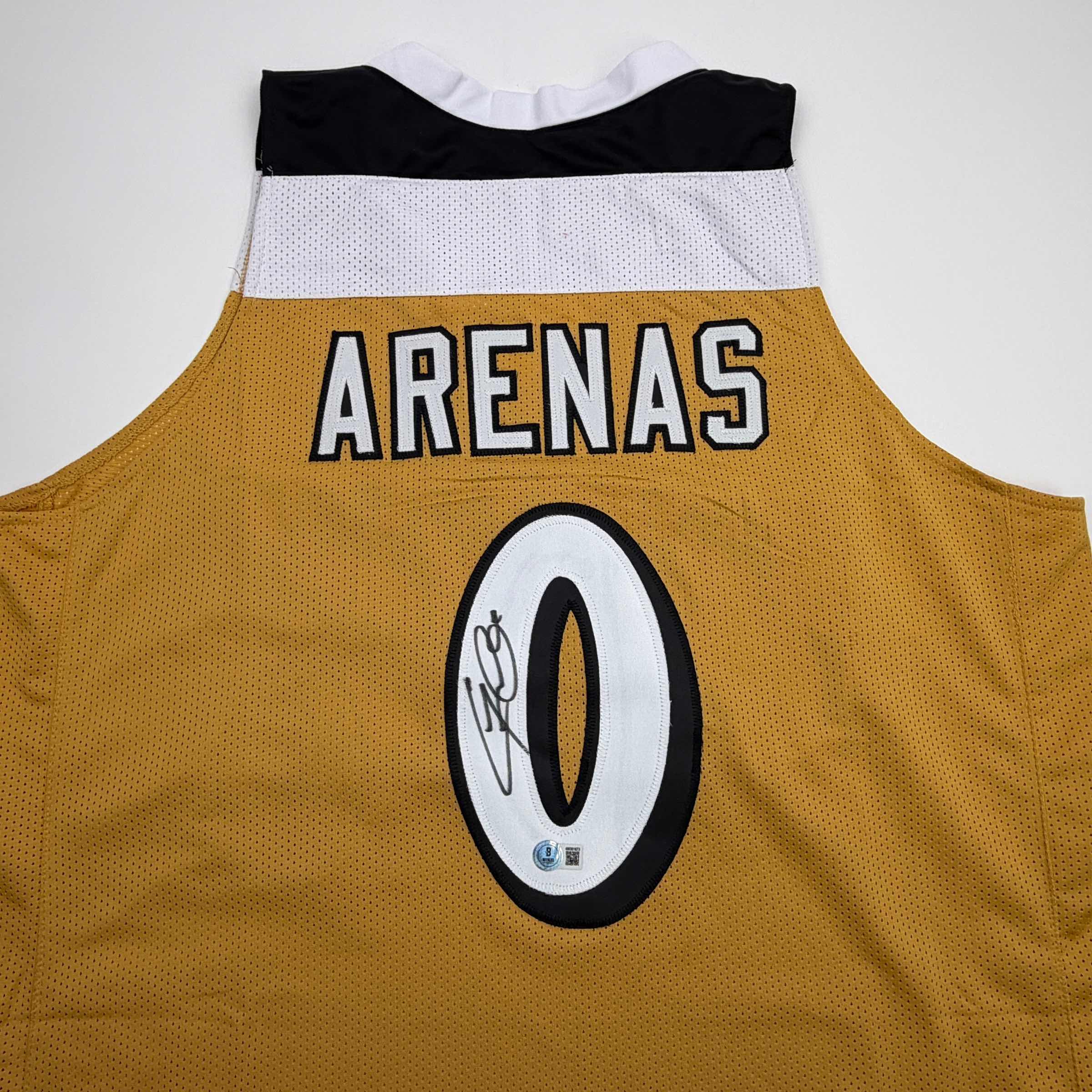 autographed-signed-gilbert-arenas-washington-gold-basketball-jersey-beckett-bas-coa