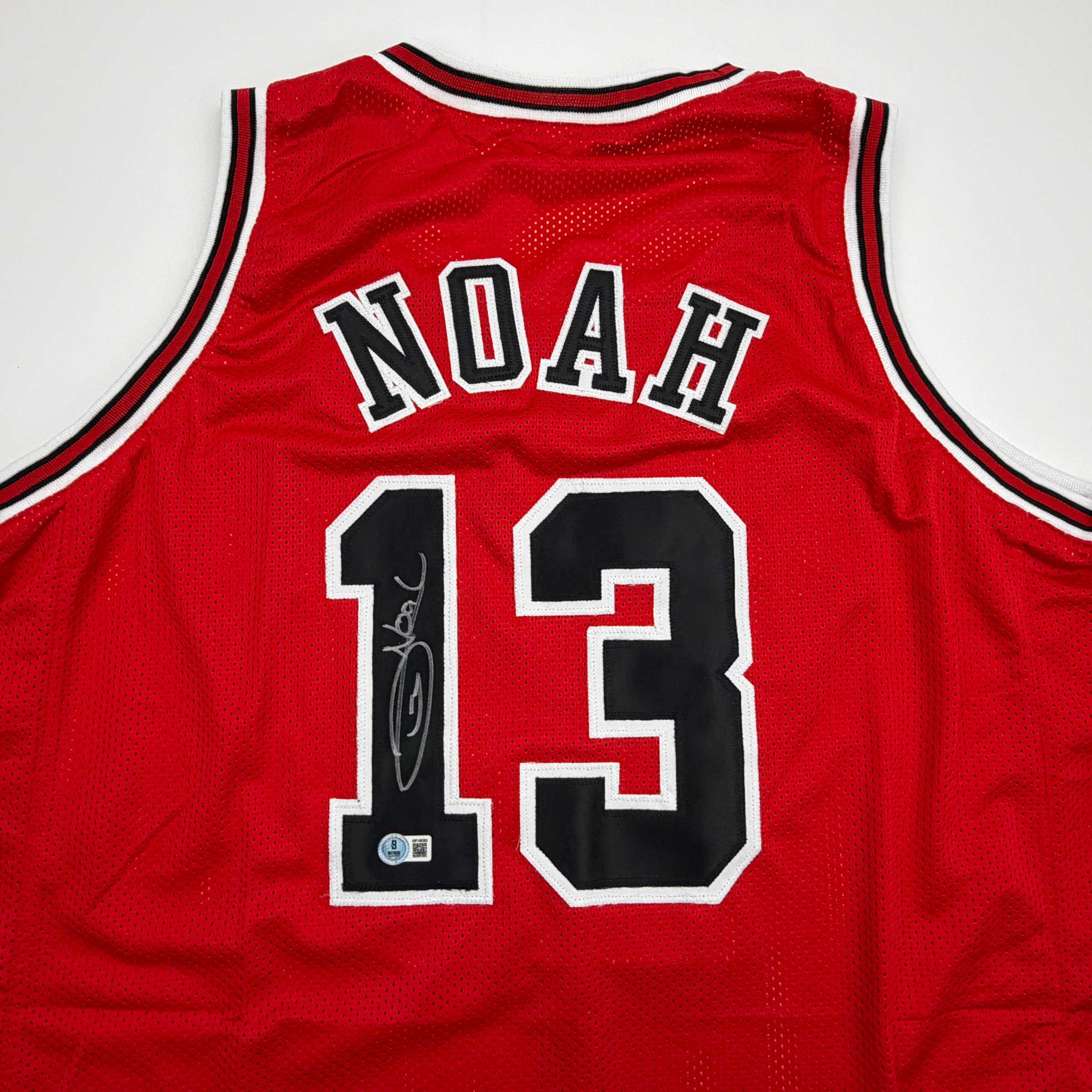 autographed-signed-joakim-noah-chicago-red-basketball-jersey-beckett-bas-coa