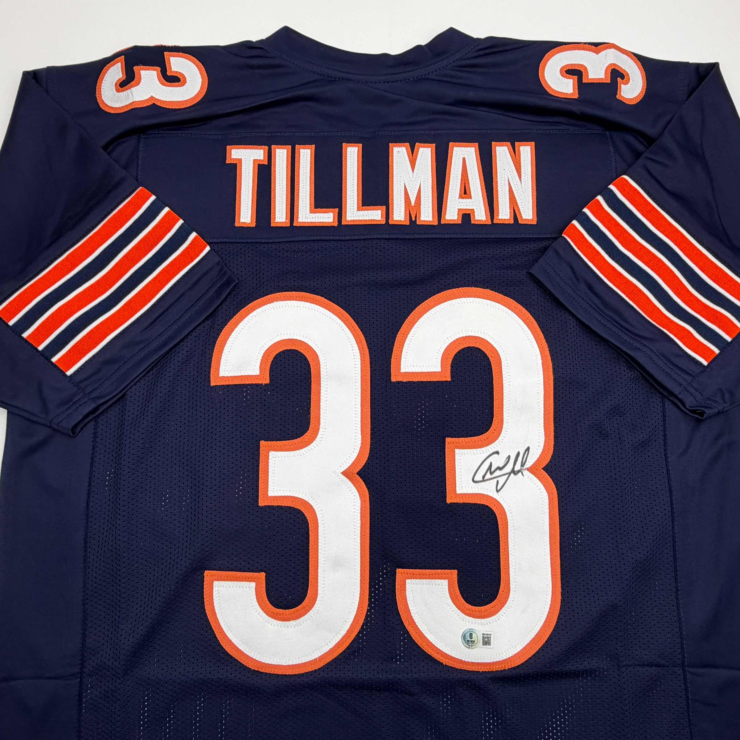autographed-signed-charles-tillman-peanut-chicago-blue-football-jersey-beckett-bas-coa