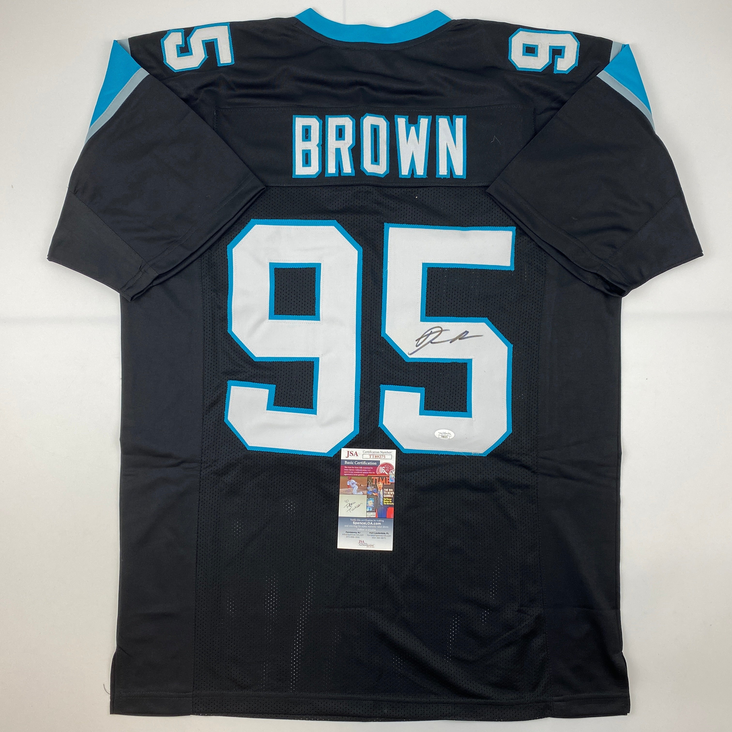 autographed-signed-derrick-brown-carolina-black-football-jersey-jsa-coa