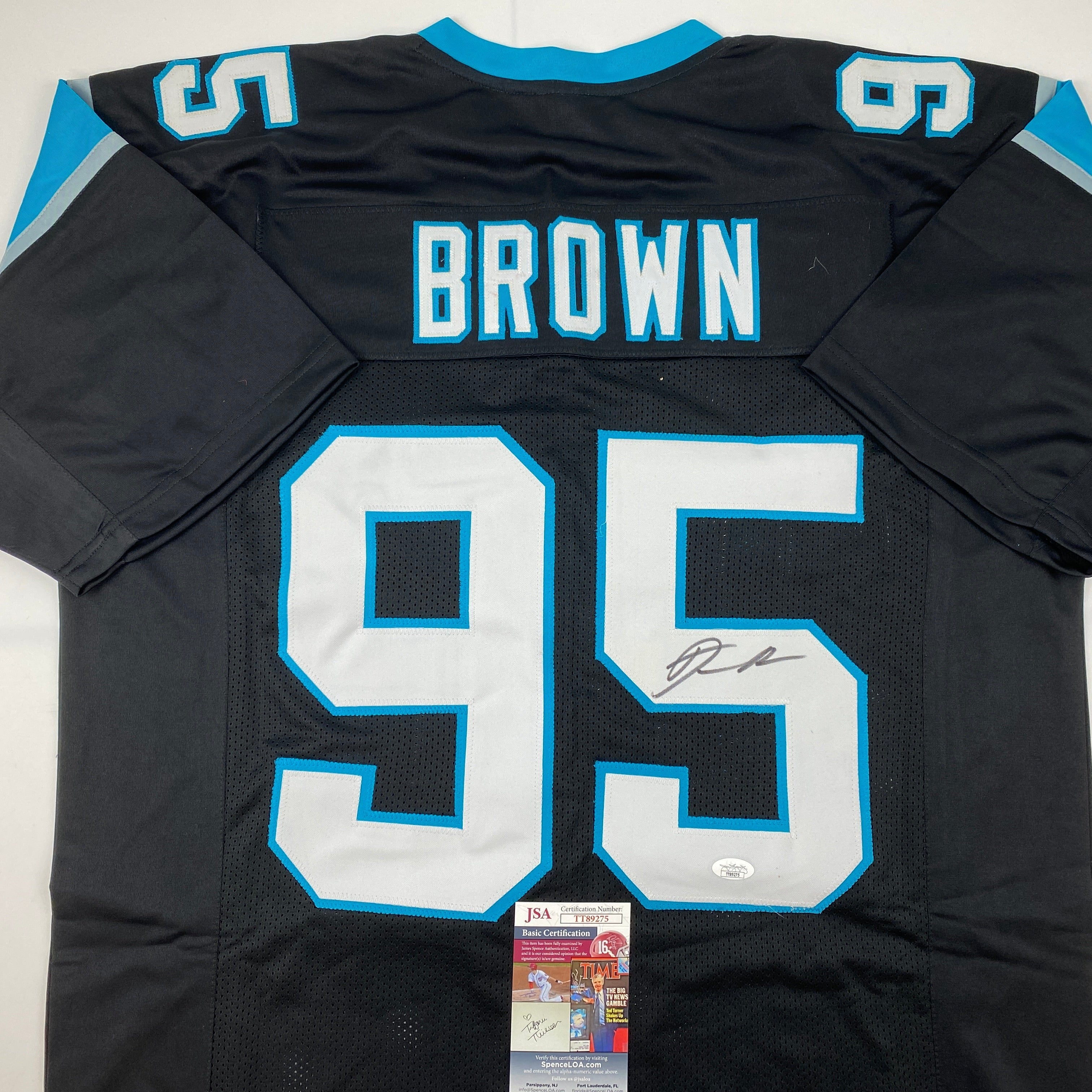autographed-signed-derrick-brown-carolina-black-football-jersey-jsa-coa