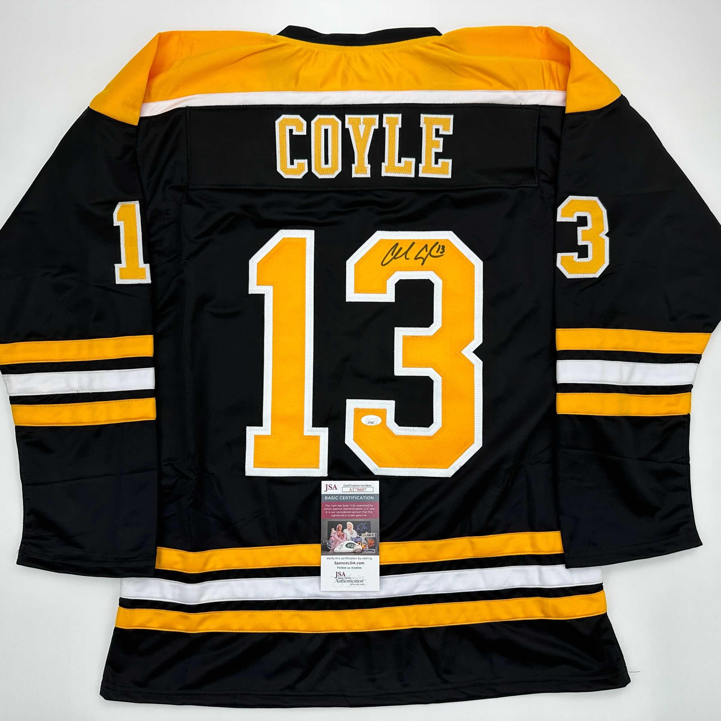 autographed-signed-charlie-coyle-boston-black-hockey-jersey-jsa-coa