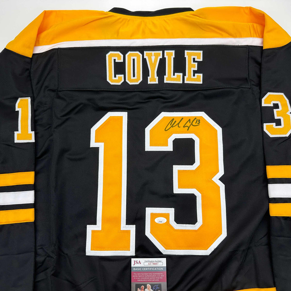 autographed-signed-charlie-coyle-boston-black-hockey-jersey-jsa-coa