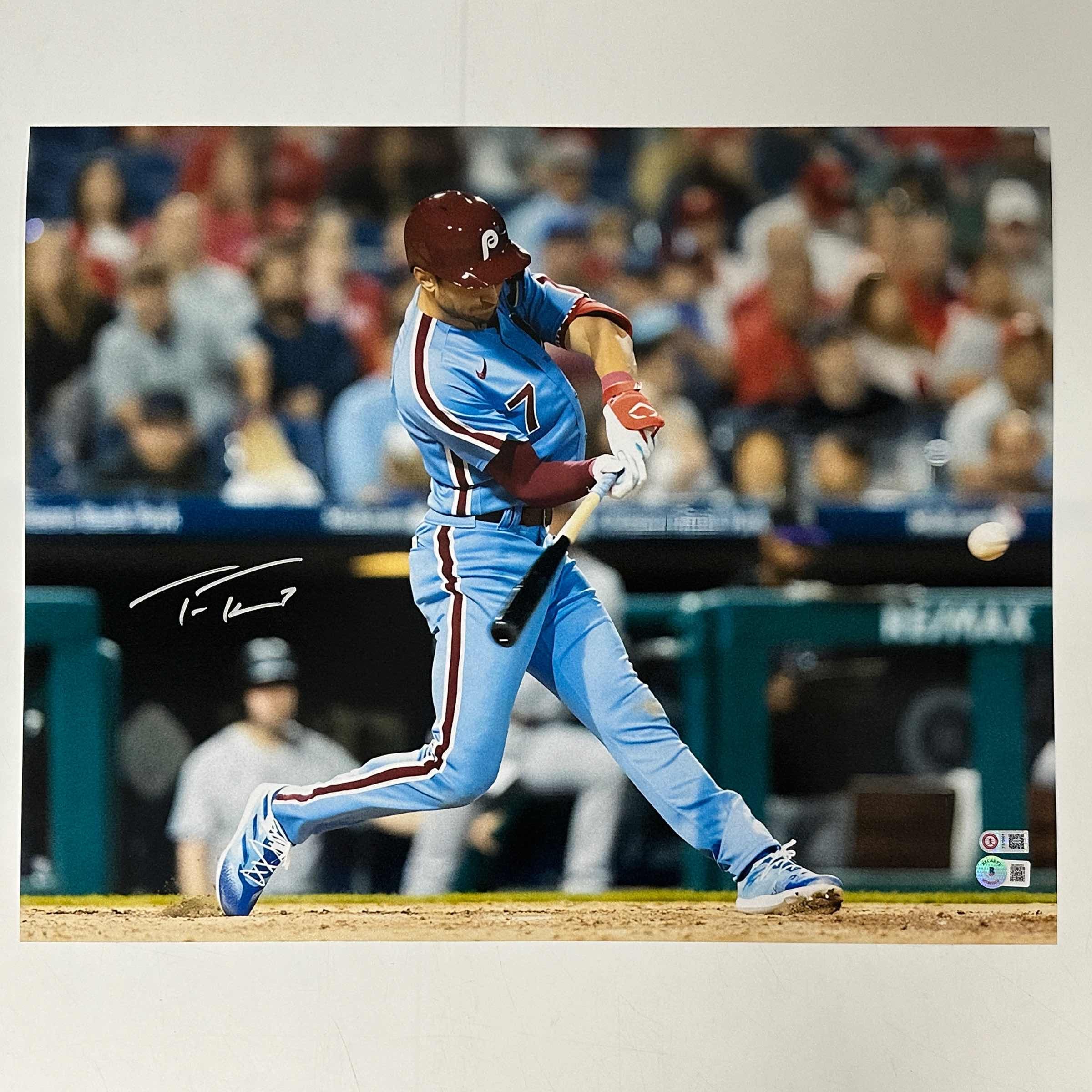 autographed-signed-trea-turner-philadelphia-phillies-16x20-baseball-photo-beckett-bas-coa