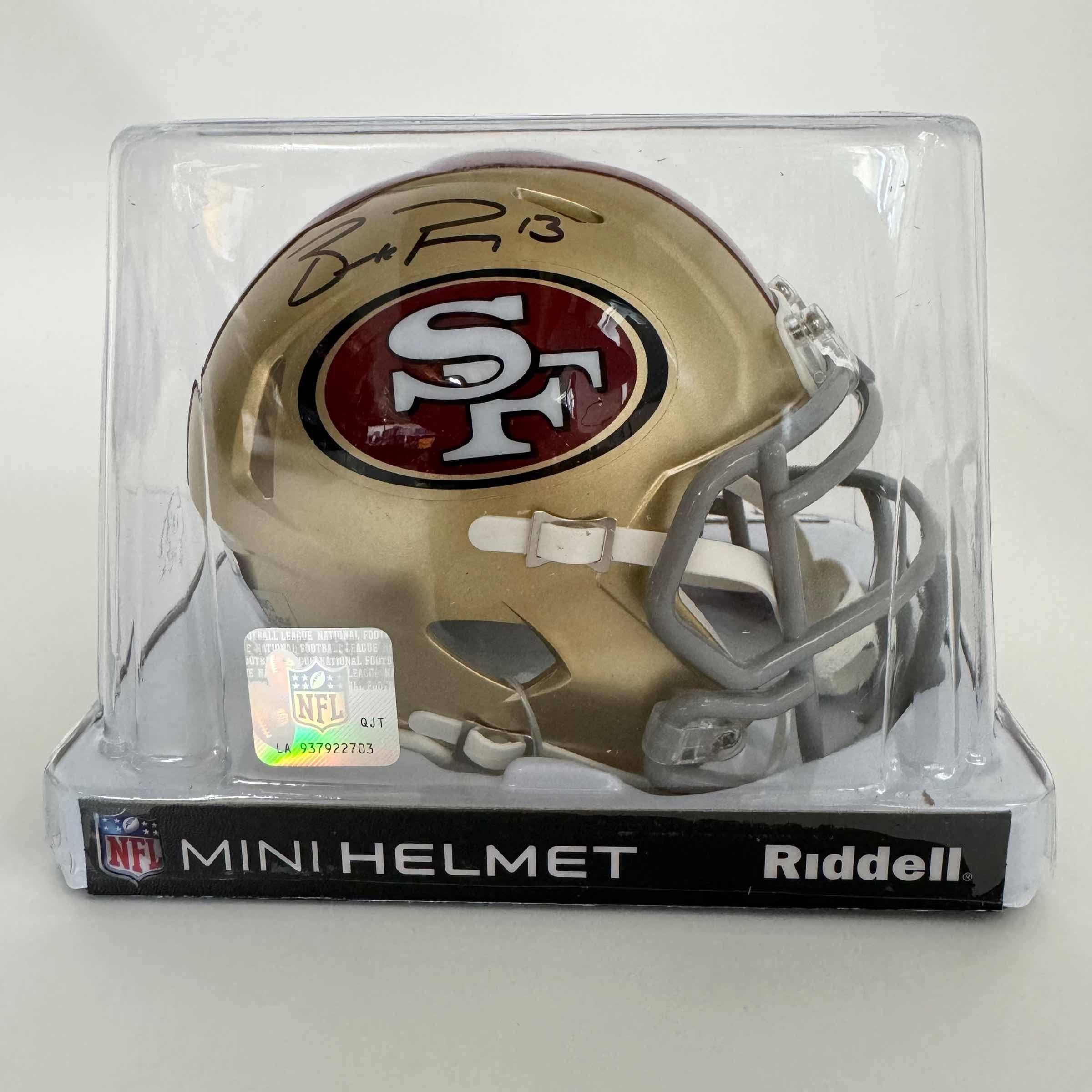 autographed-signed-brock-purdy-san-francisco-49ers-football-mini-helmet-fanatics-coa