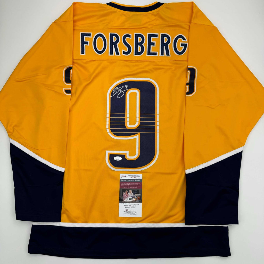 autographed-signed-filip-forsberg-nashville-yellow-hockey-jersey-jsa-coa
