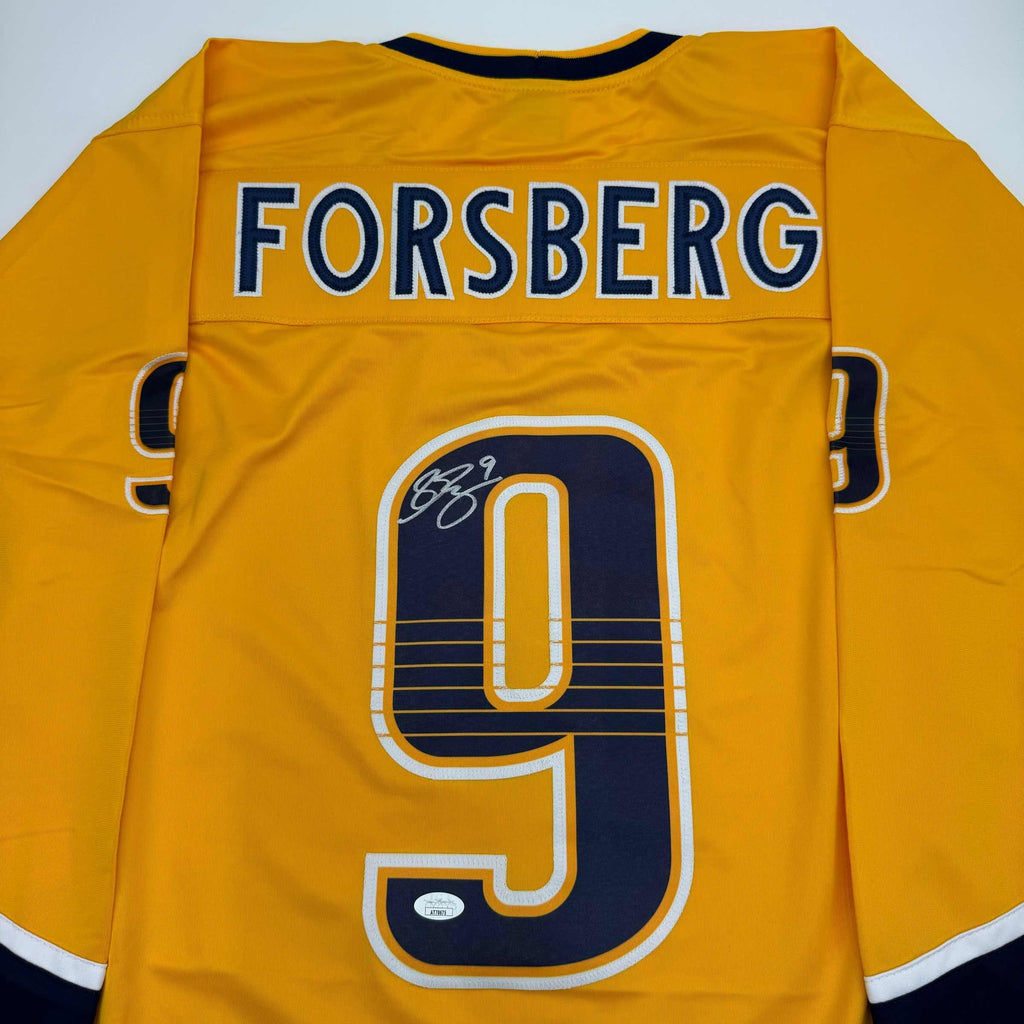 autographed-signed-filip-forsberg-nashville-yellow-hockey-jersey-jsa-coa