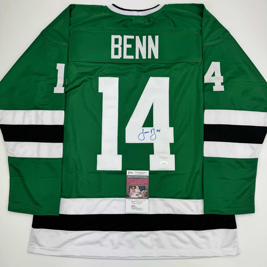 autographed-signed-jamie-benn-dallas-green-retro-hockey-jersey-jsa-coa