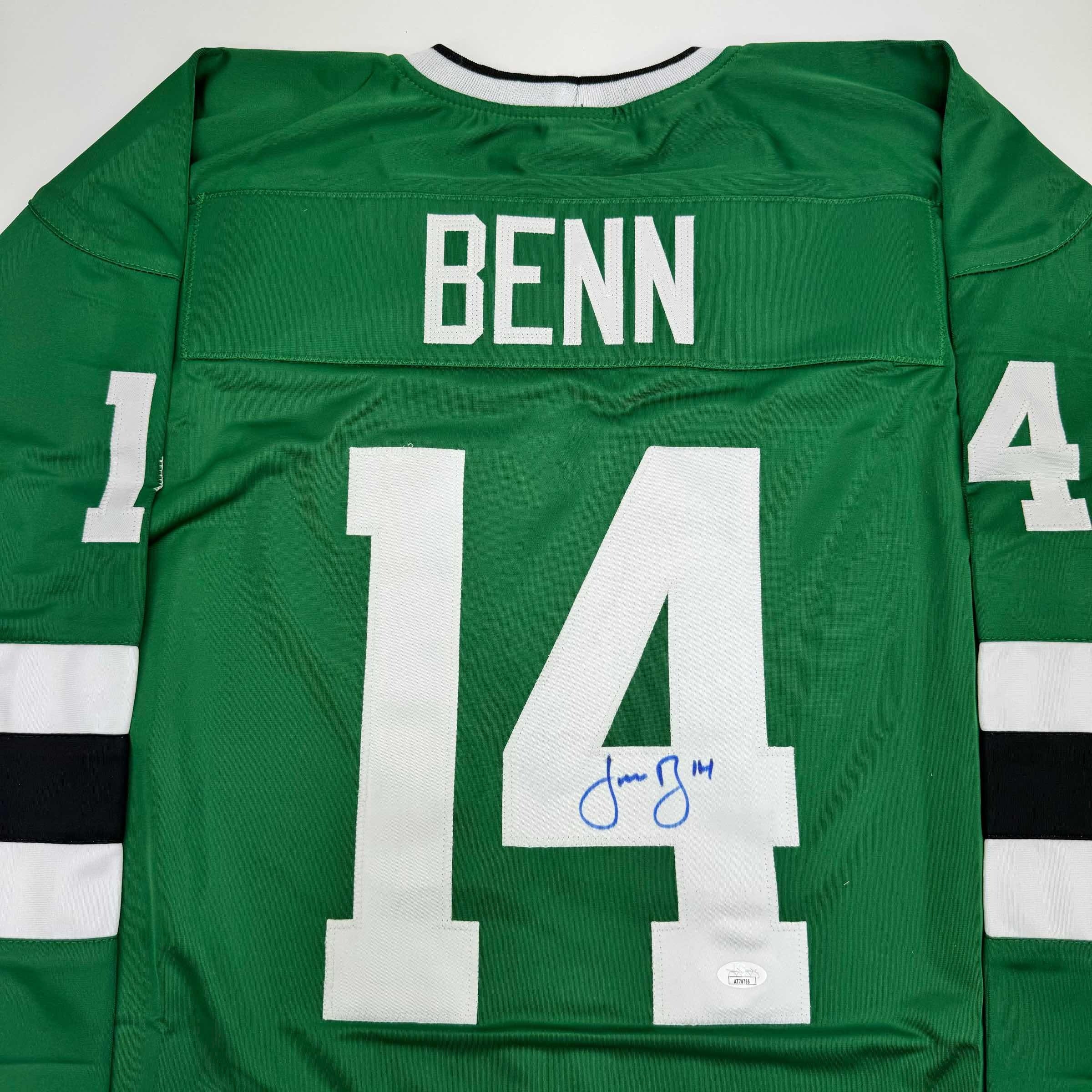 autographed-signed-jamie-benn-dallas-green-retro-hockey-jersey-jsa-coa