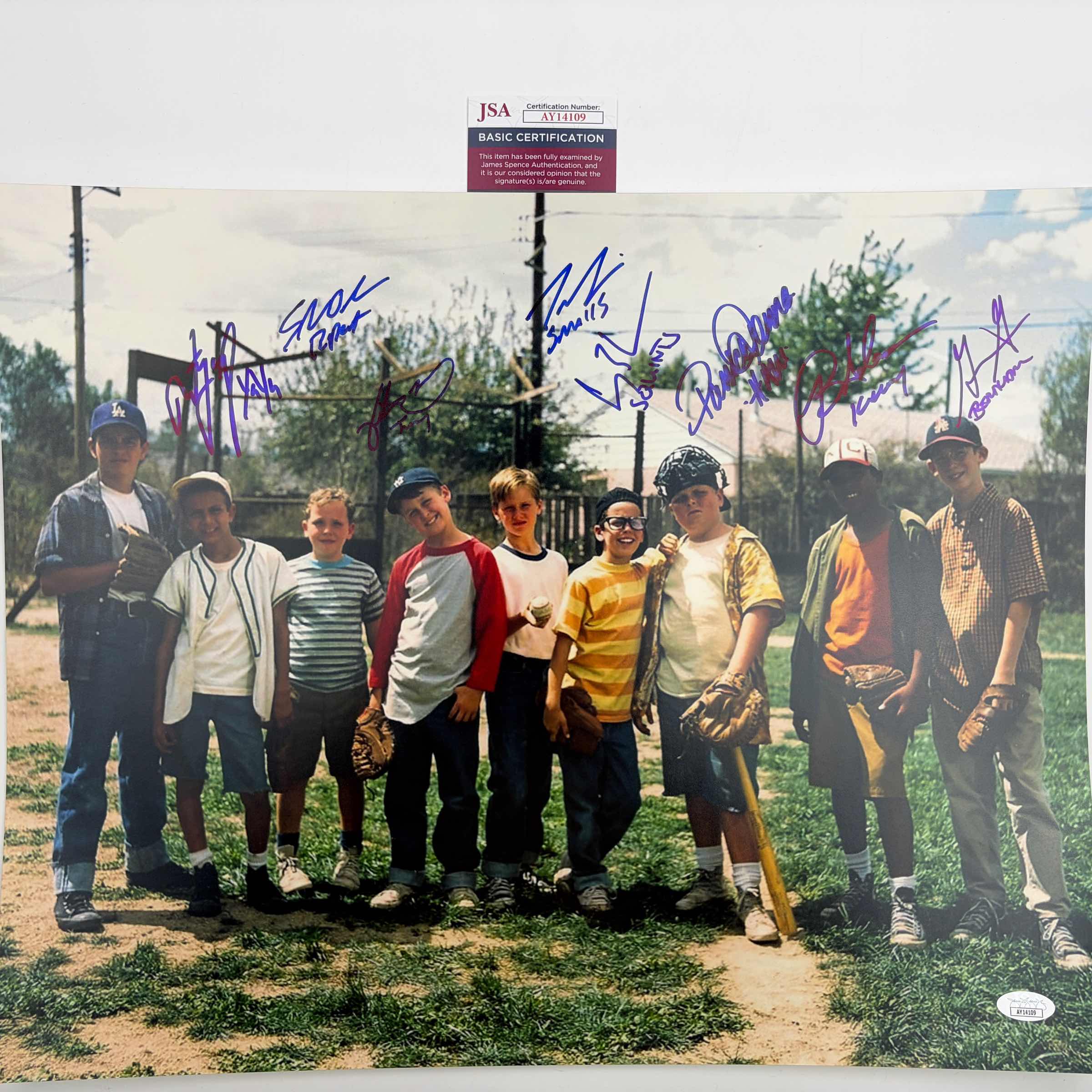 autographed-signed-the-sandlot-movie-8x-inscribed-cast-member-sigs-16x20-baseball-photo-jsa-coa