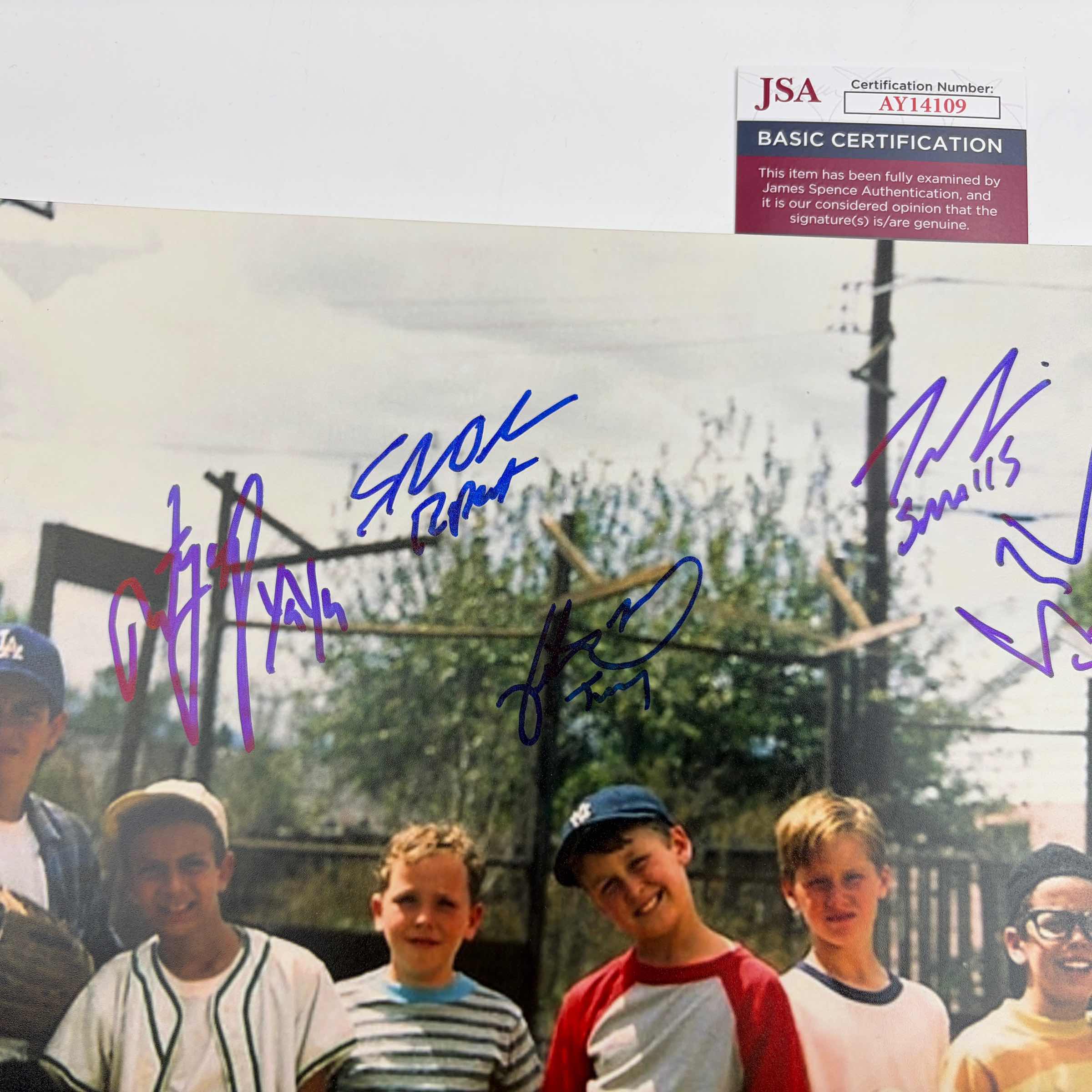 autographed-signed-the-sandlot-movie-8x-inscribed-cast-member-sigs-16x20-baseball-photo-jsa-coa