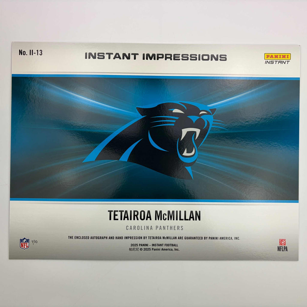 2025-panini-instant-impressions-tetairoa-mcmillan-ii-13-18x24-hand-print-autographed-auto-10-carolina-panthers-rookie-rc-oversized-football-card