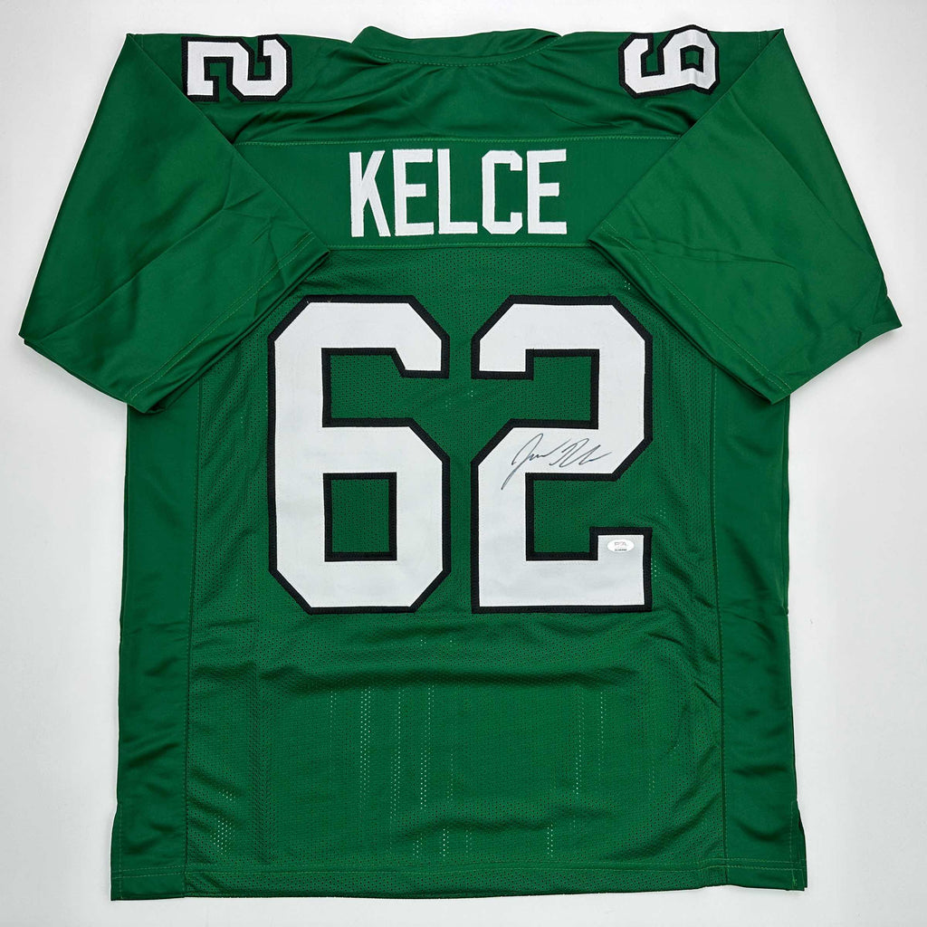 autographed-signed-jason-kelce-philadelphia-kelly-green-football-jersey-psa-dna-coa