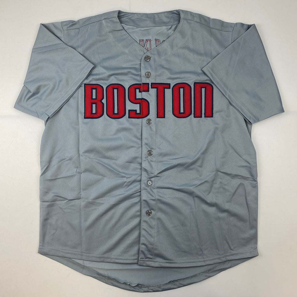 autographed-signed-fred-lynn-boston-grey-baseball-jersey-jsa-coa
