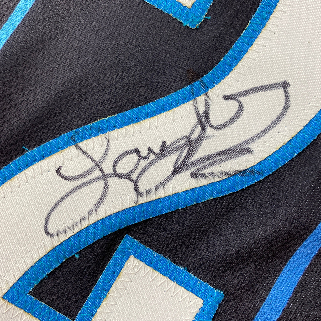 autographed-signed-larry-johnson-charlotte-black-basketball-jersey-jsa-coa