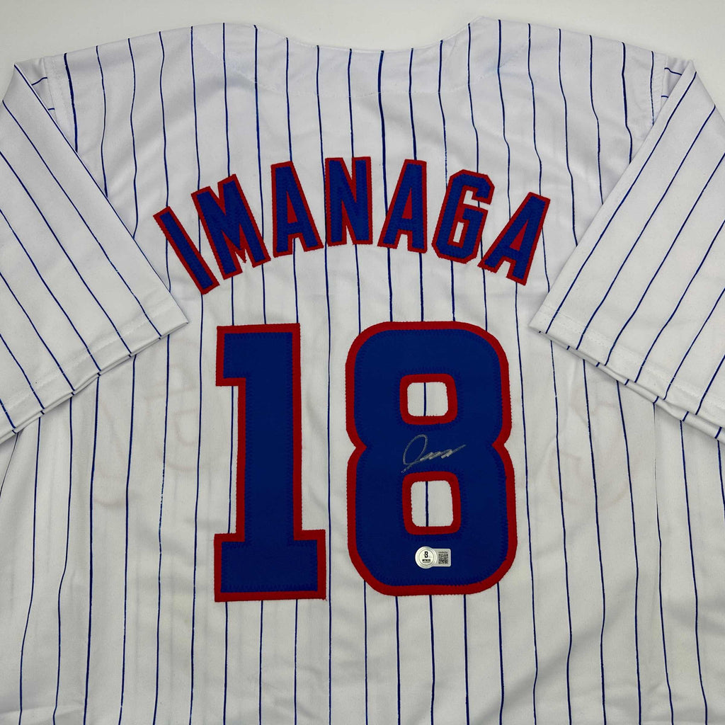 autographed-signed-shota-imanaga-chicago-pinstripe-baseball-jersey-beckett-bas-coa