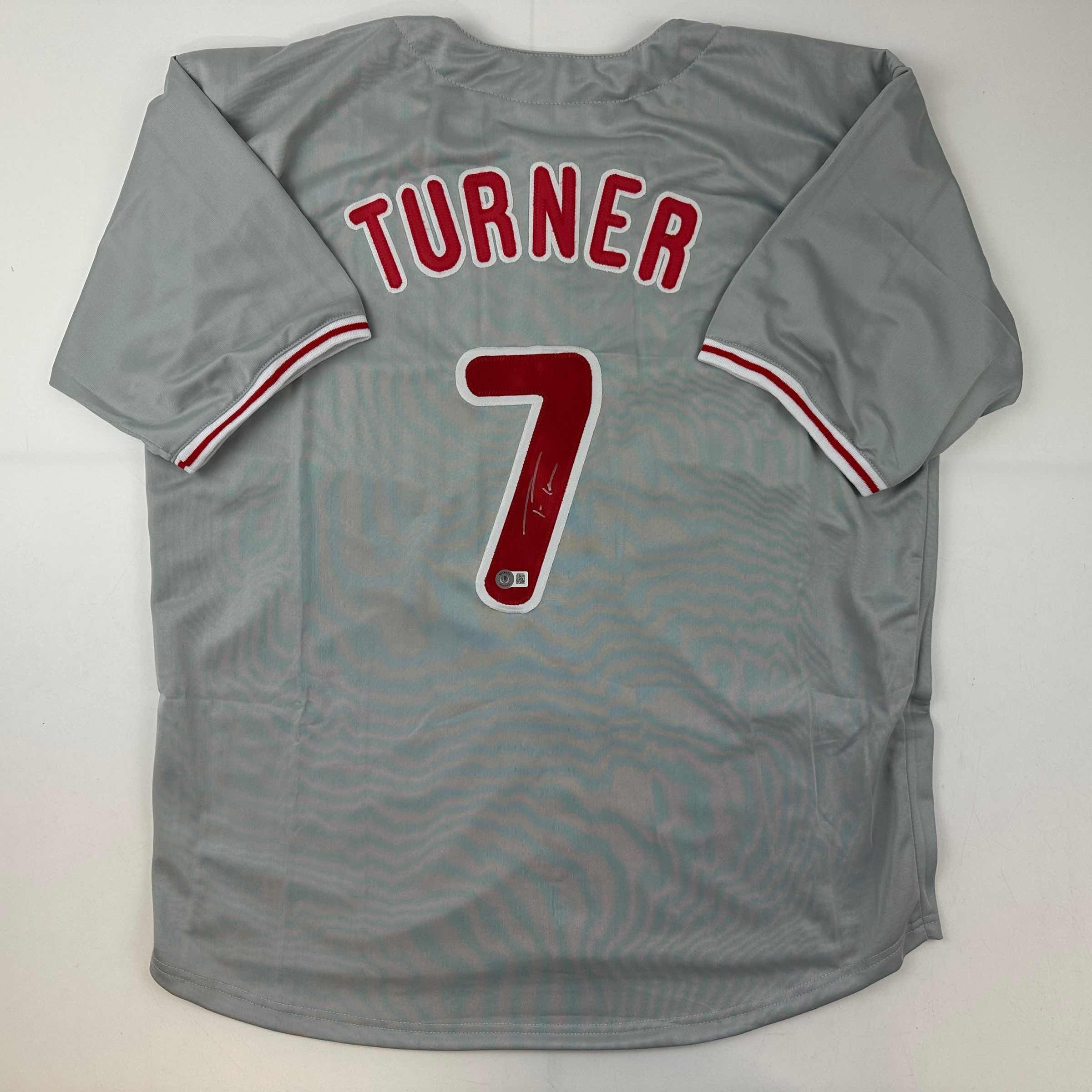 autographed-signed-trea-turner-philadelphia-grey-baseball-jersey-beckett-bas-coa