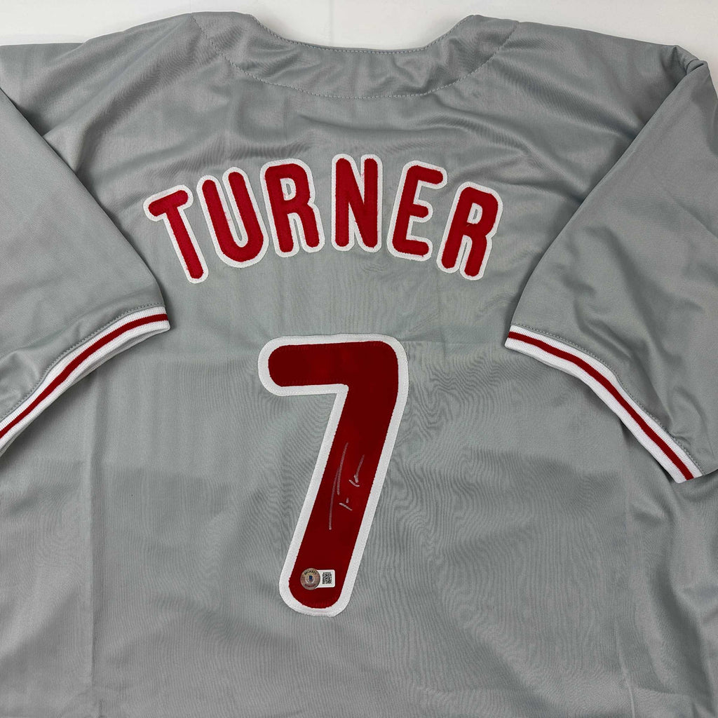 autographed-signed-trea-turner-philadelphia-grey-baseball-jersey-beckett-bas-coa