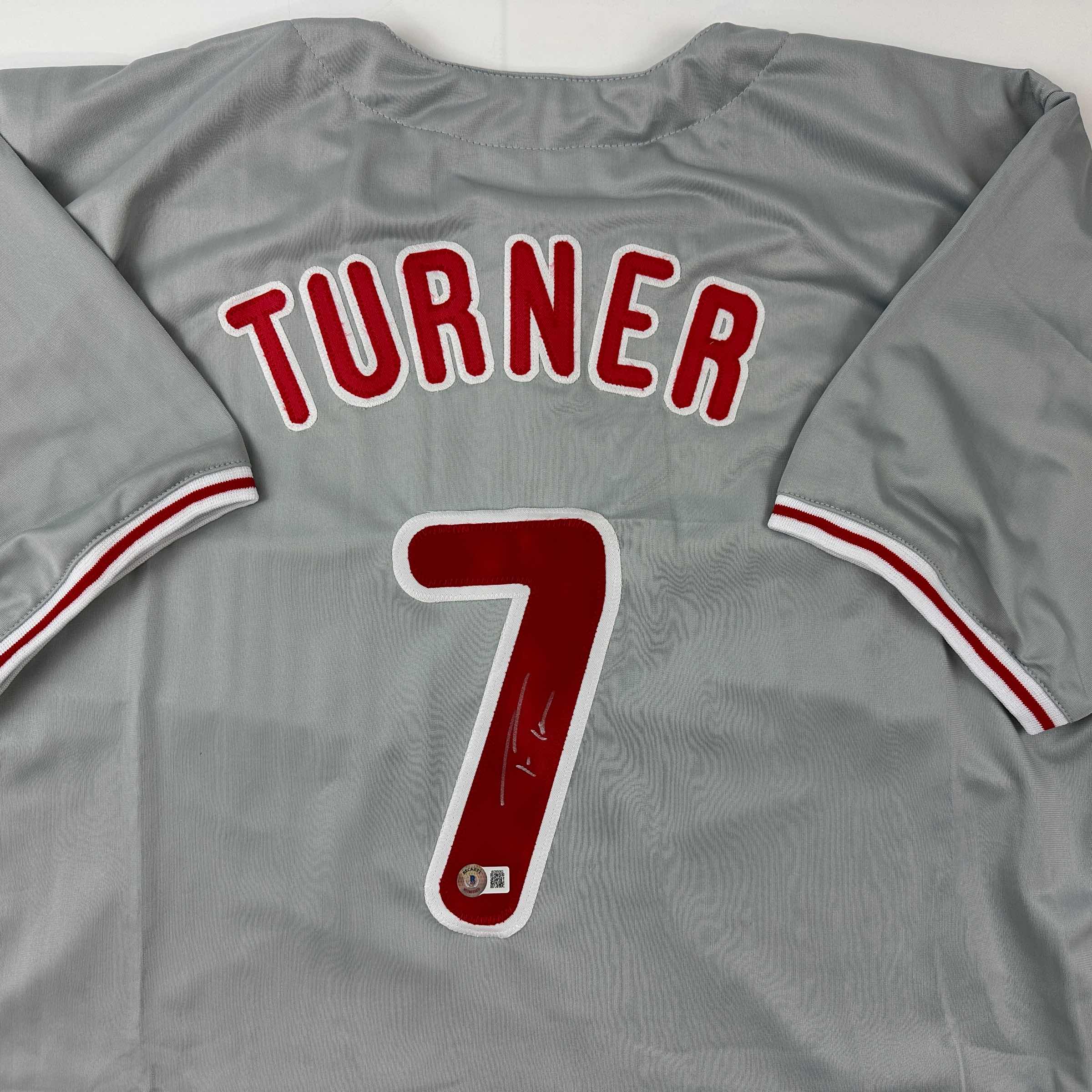 autographed-signed-trea-turner-philadelphia-grey-baseball-jersey-beckett-bas-coa