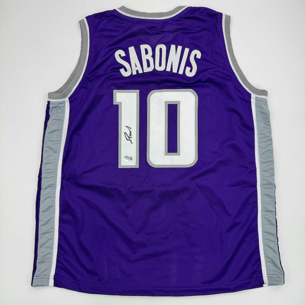 autographed-signed-domantas-sabonis-sacramento-purple-basketball-jersey-beckett-bas-coa