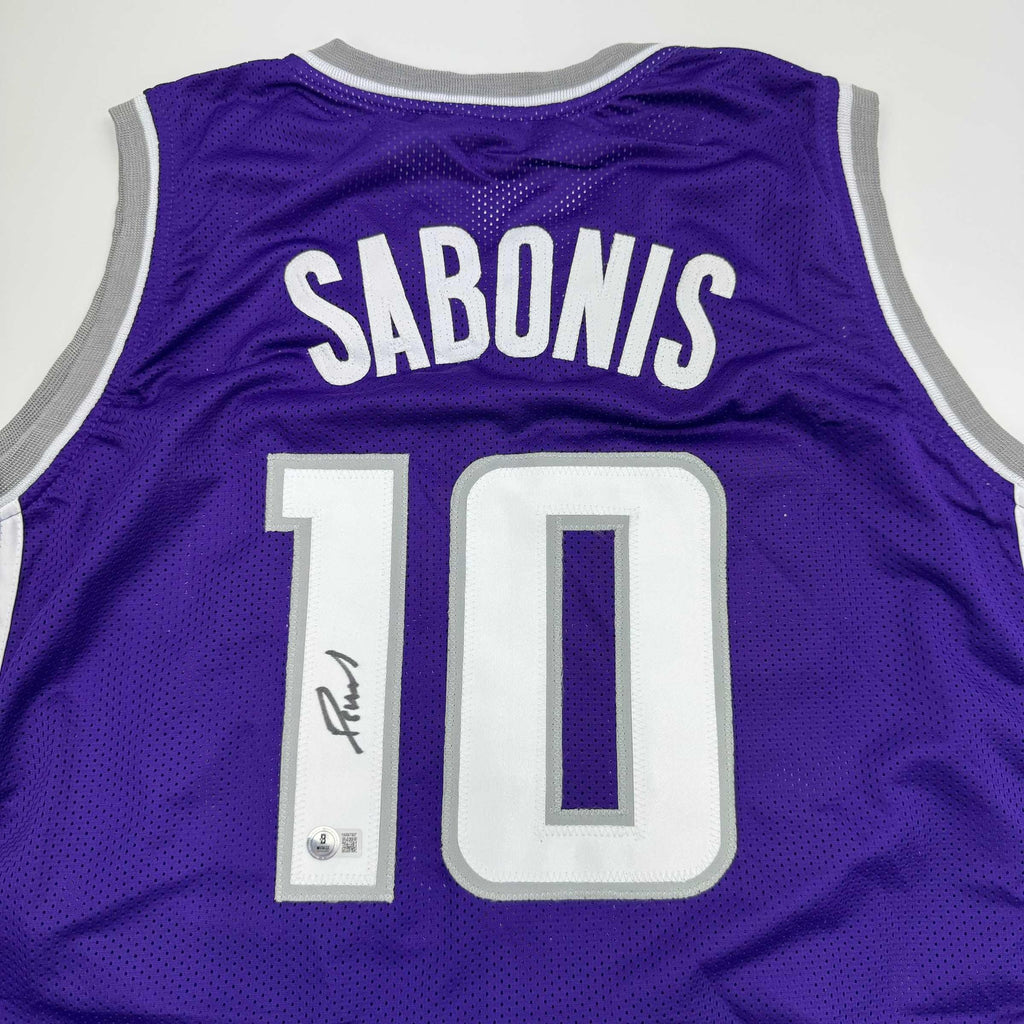 autographed-signed-domantas-sabonis-sacramento-purple-basketball-jersey-beckett-bas-coa