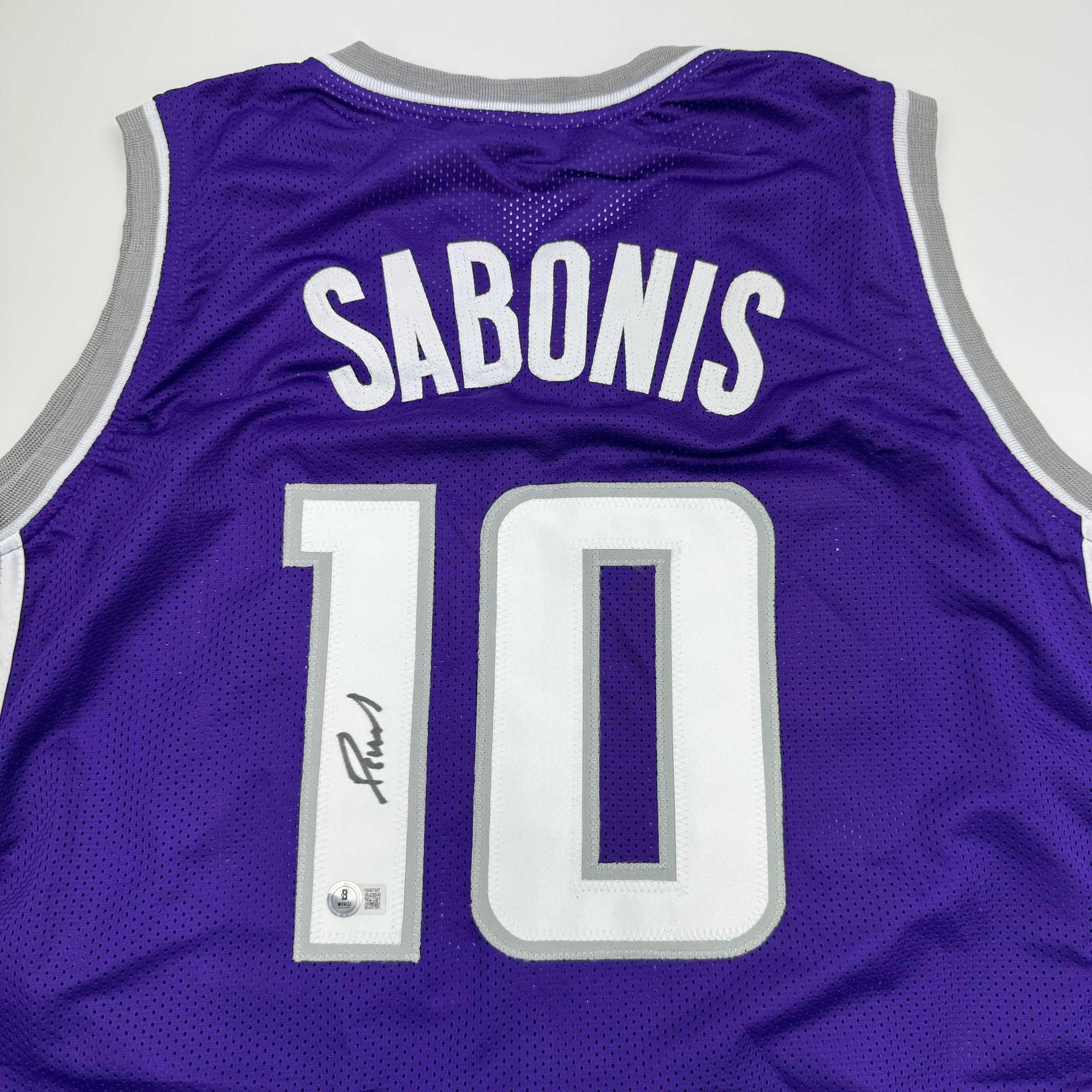 autographed-signed-domantas-sabonis-sacramento-purple-basketball-jersey-beckett-bas-coa