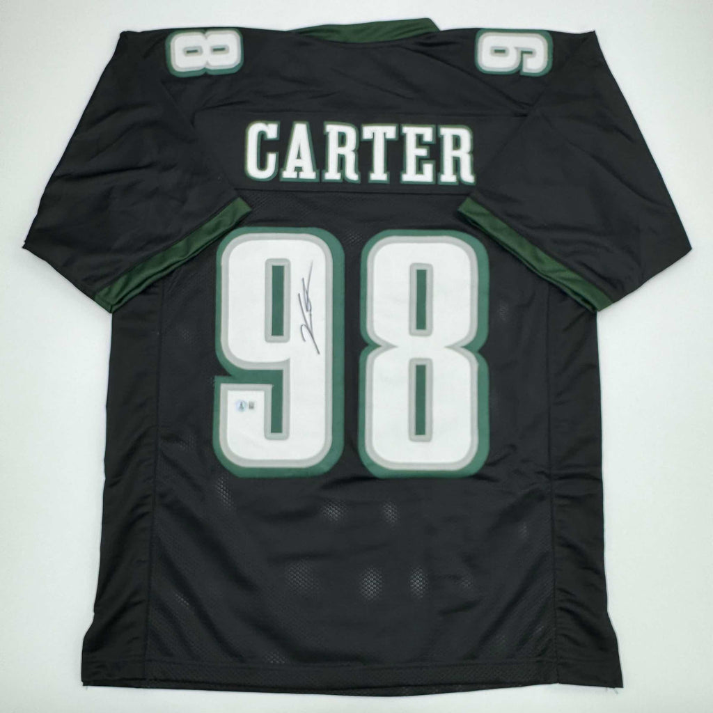 autographed-signed-jalen-carter-philadelphia-black-football-jersey-beckett-bas-coa