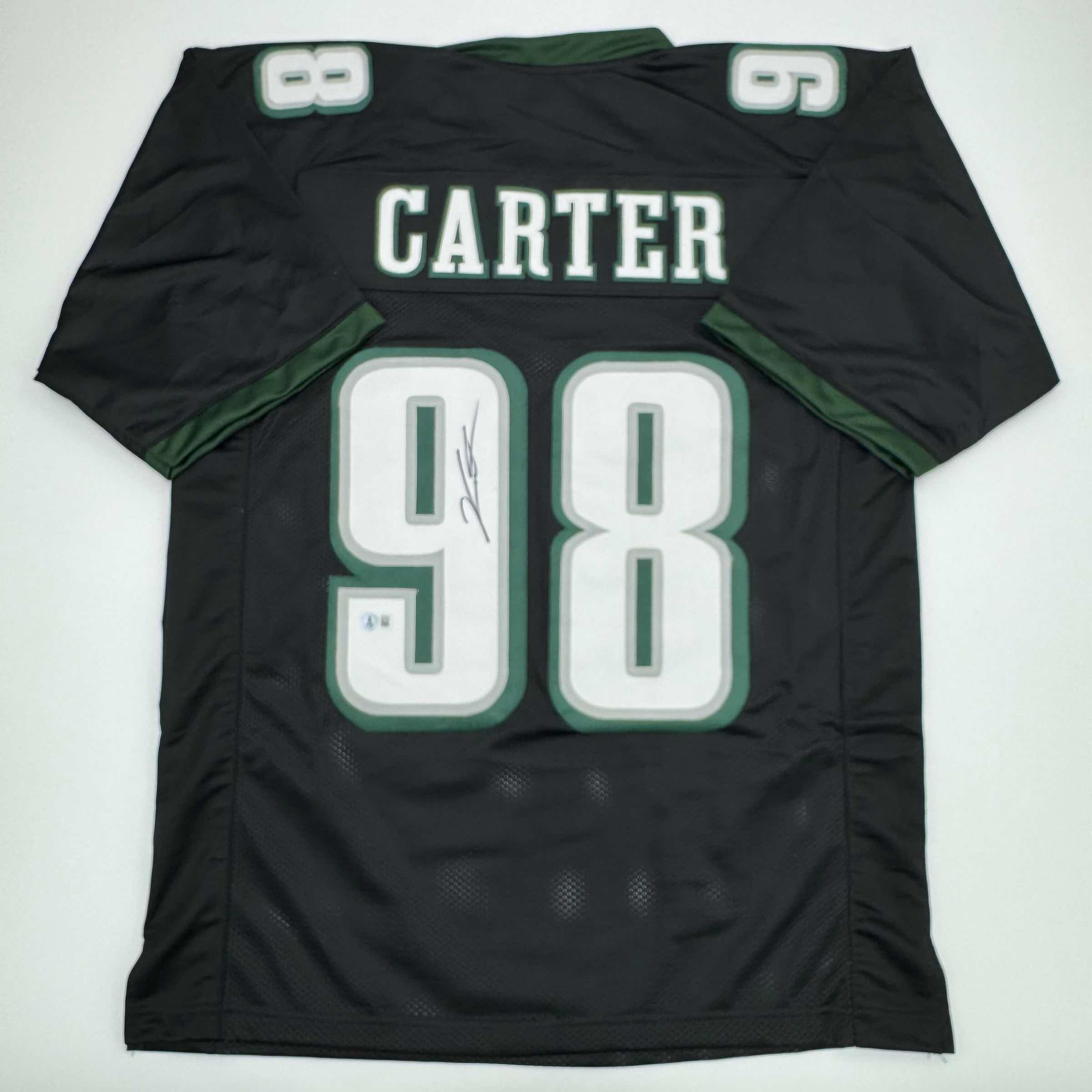 autographed-signed-jalen-carter-philadelphia-black-football-jersey-beckett-bas-coa