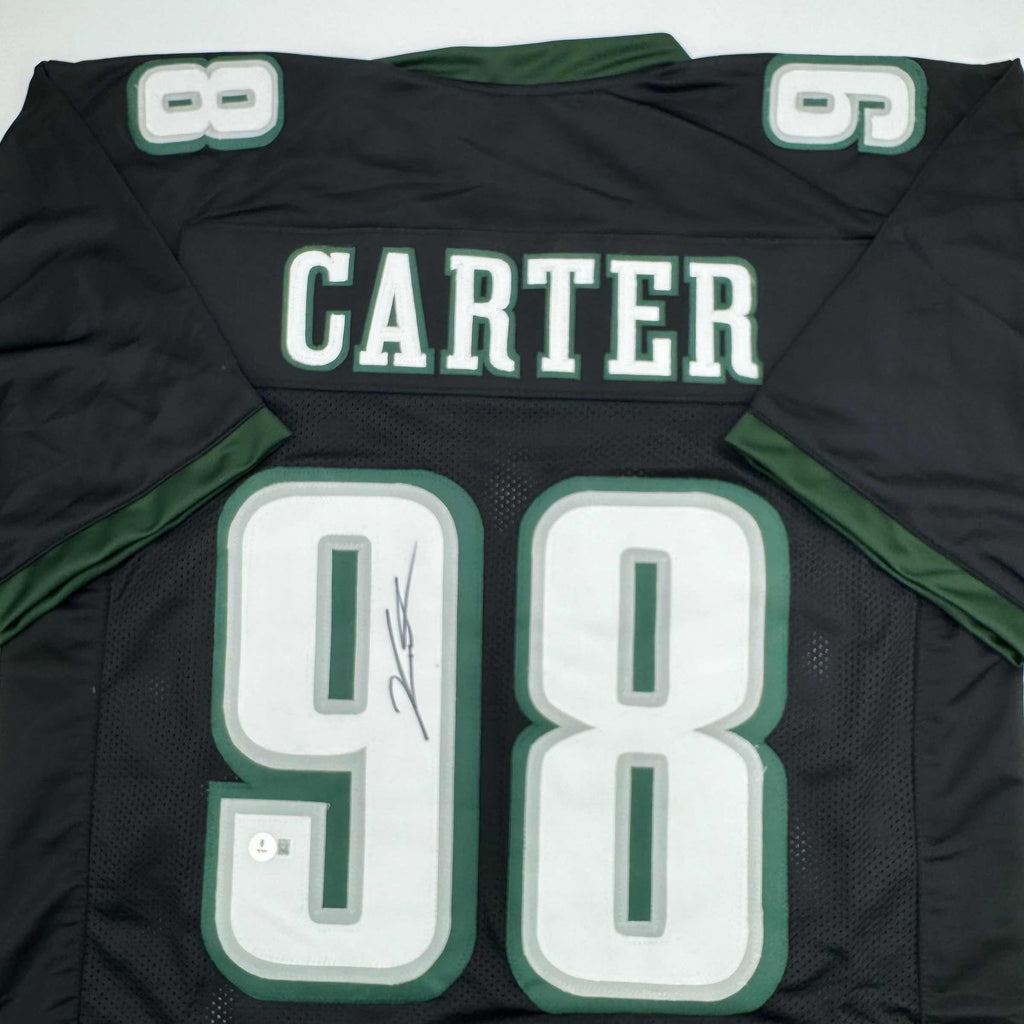autographed-signed-jalen-carter-philadelphia-black-football-jersey-beckett-bas-coa