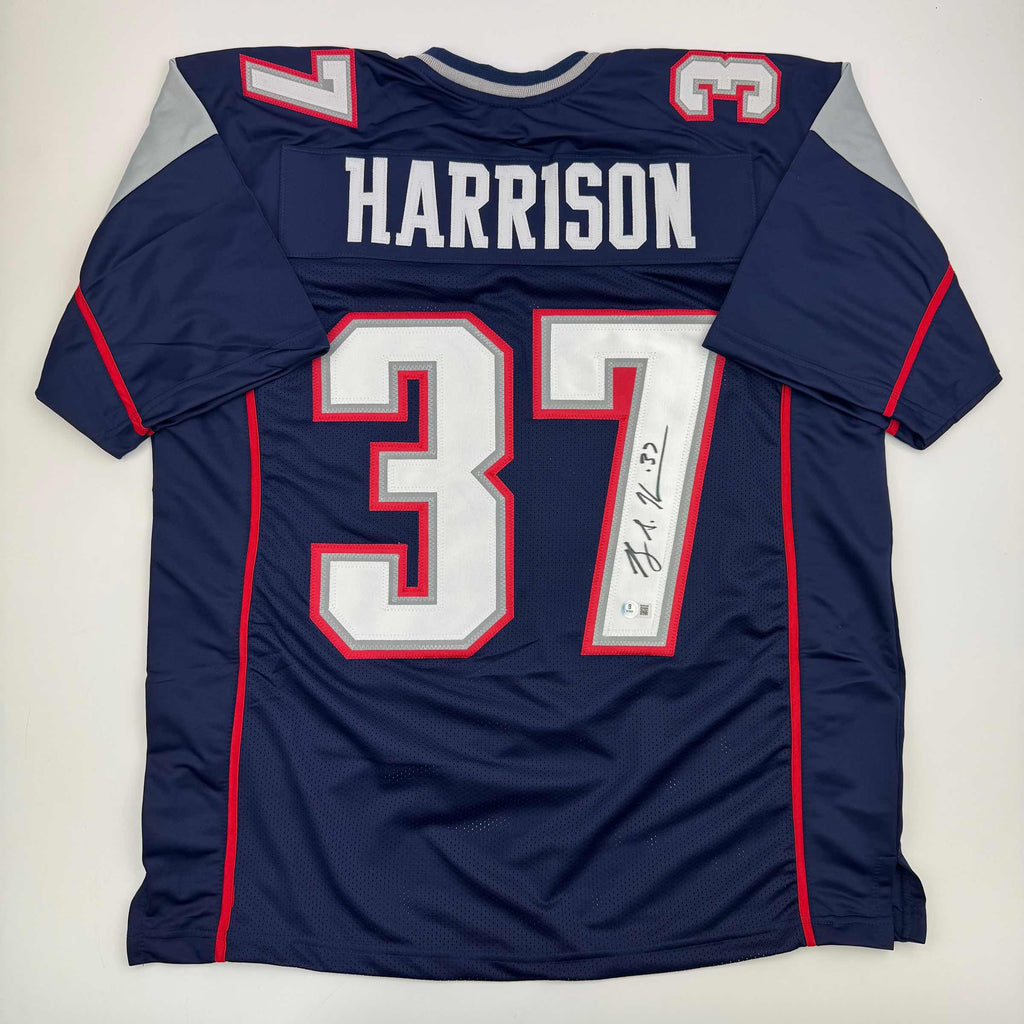 autographed-signed-rodney-harrison-new-england-blue-football-jersey-beckett-bas-coa