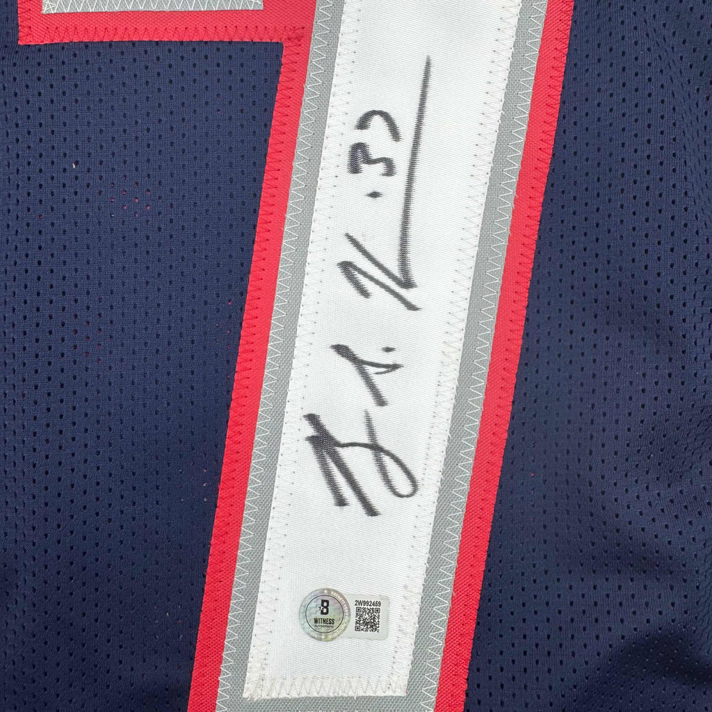 autographed-signed-rodney-harrison-new-england-blue-football-jersey-beckett-bas-coa