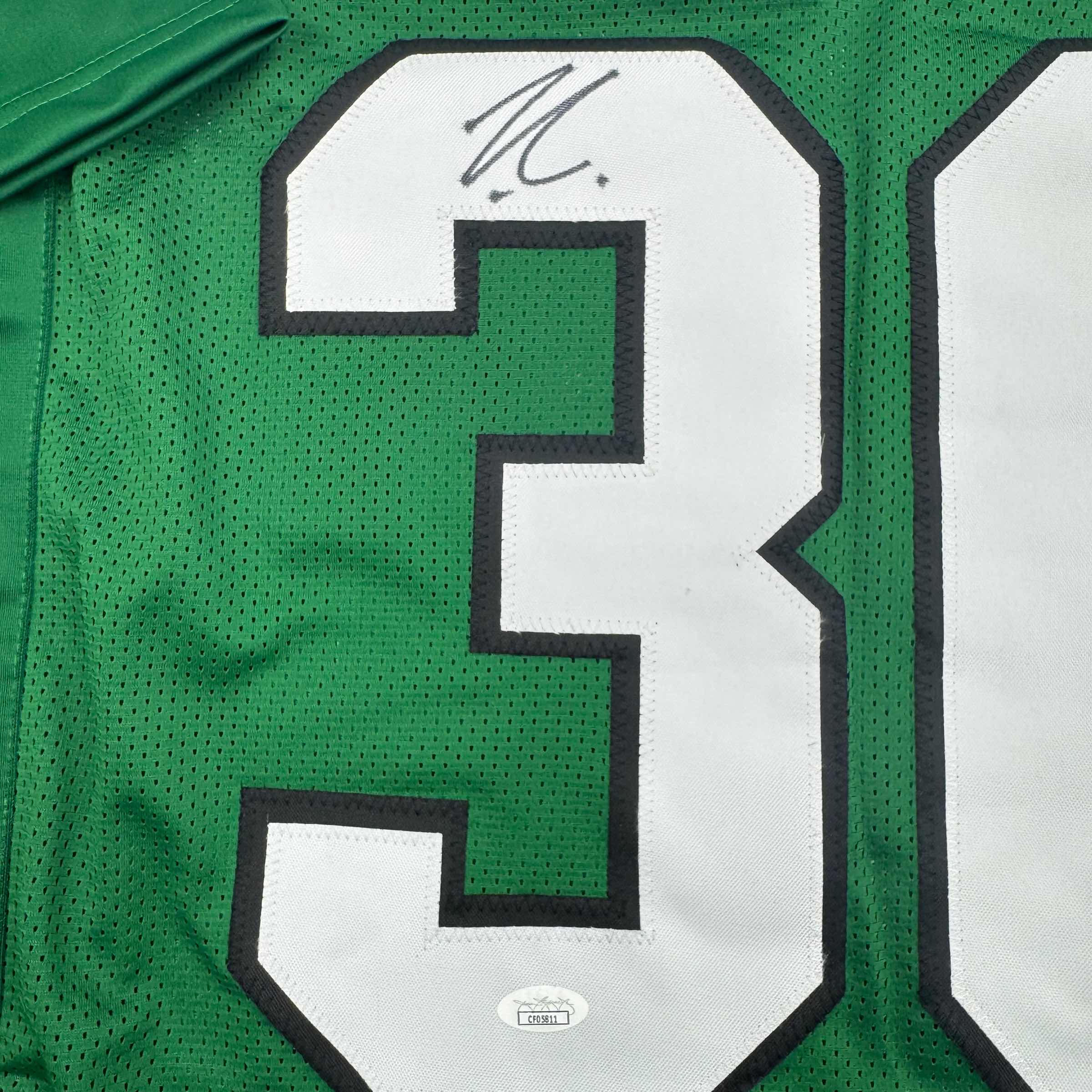 autographed-signed-jihaad-campbell-philadelphia-kelly-green-football-jersey-jsa-coa