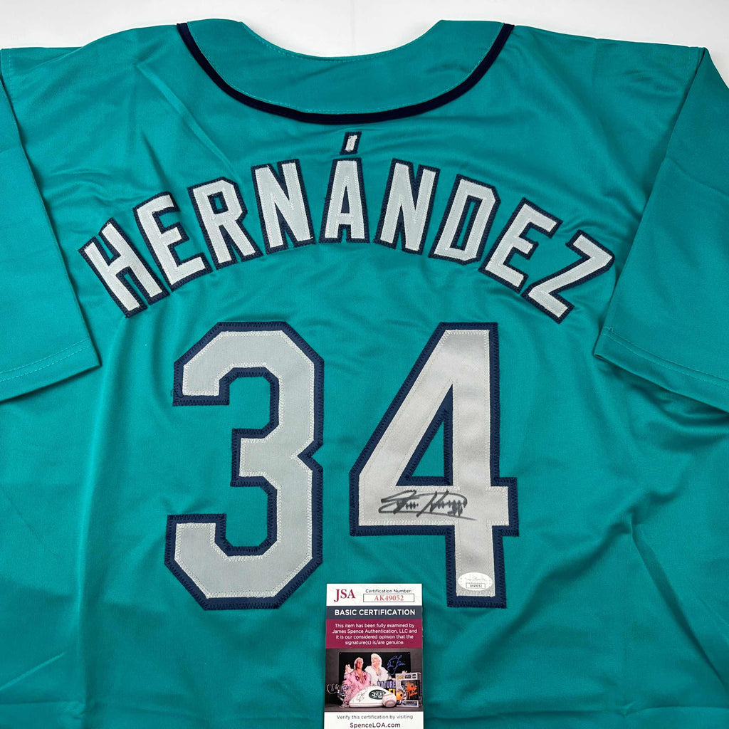autographed-signed-felix-hernandez-seattle-teal-baseball-jersey-jsa-coa