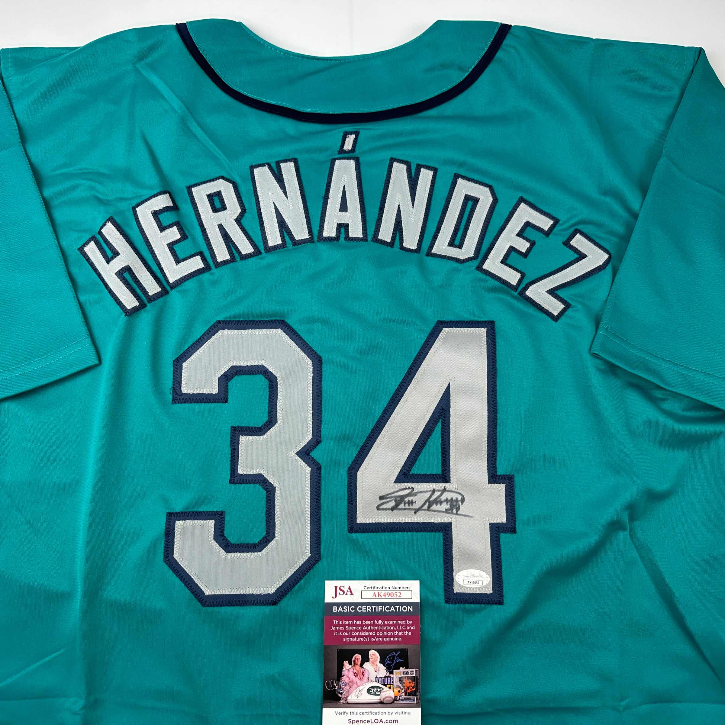 autographed-signed-felix-hernandez-seattle-teal-baseball-jersey-jsa-coa