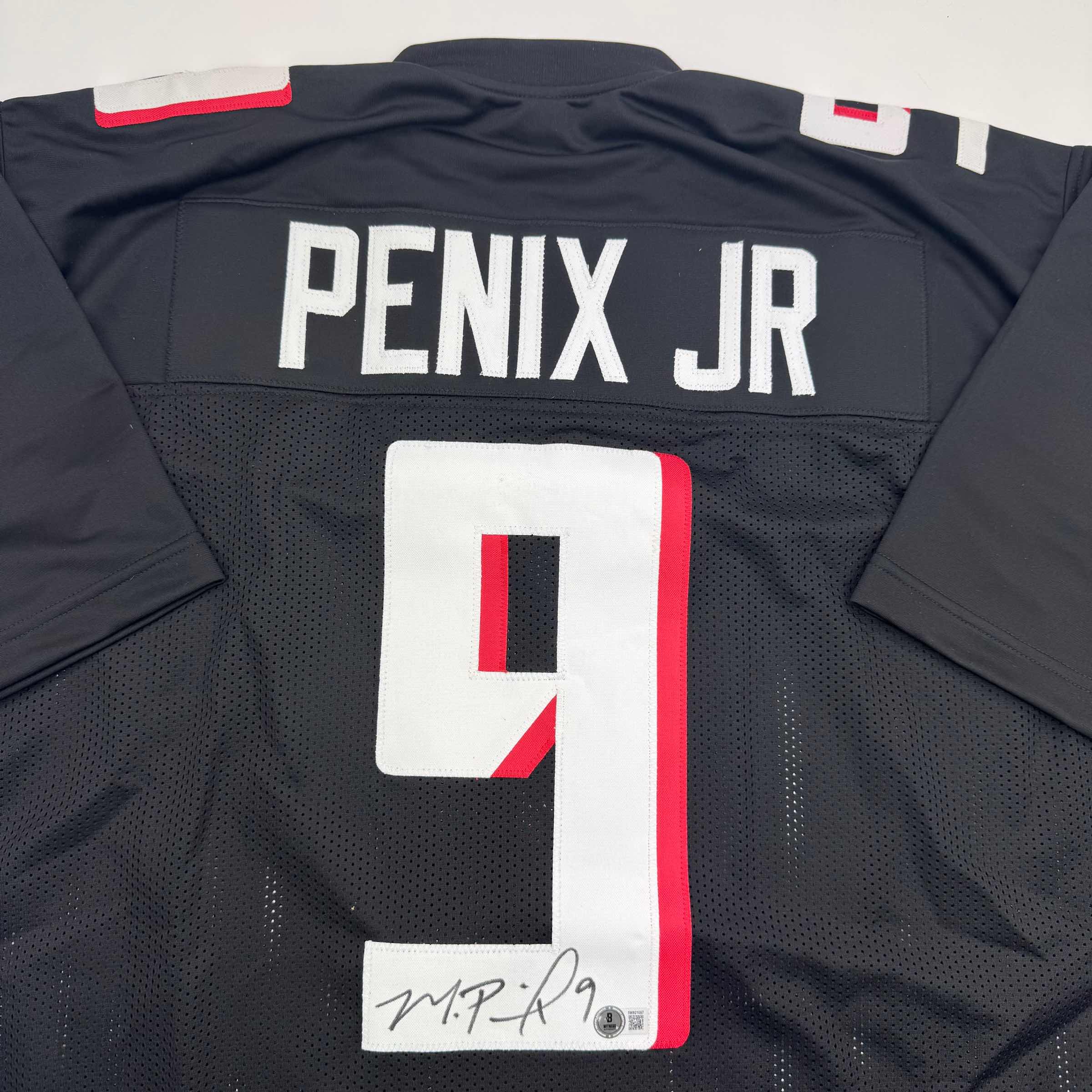 autographed-signed-michael-penix-jr-atlanta-black-football-jersey-beckett-bas-coa-1