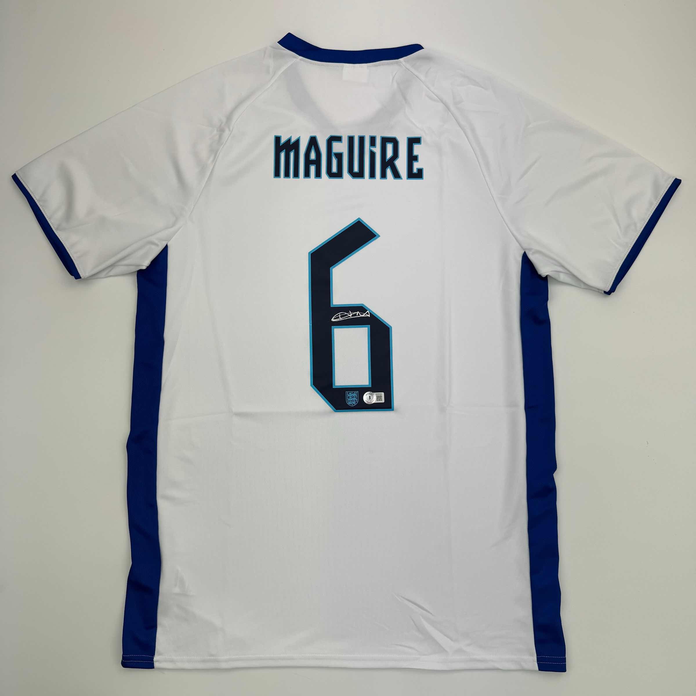 autographed-signed-harry-maguire-england-white-soccer-jersey-beckett-bas-coa