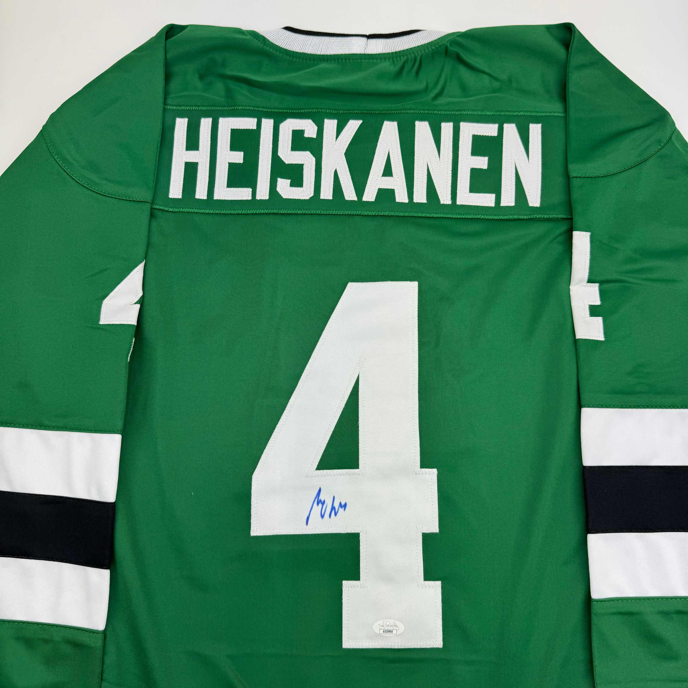 autographed-signed-miro-heiskanen-dallas-green-retro-hockey-jersey-jsa-coa