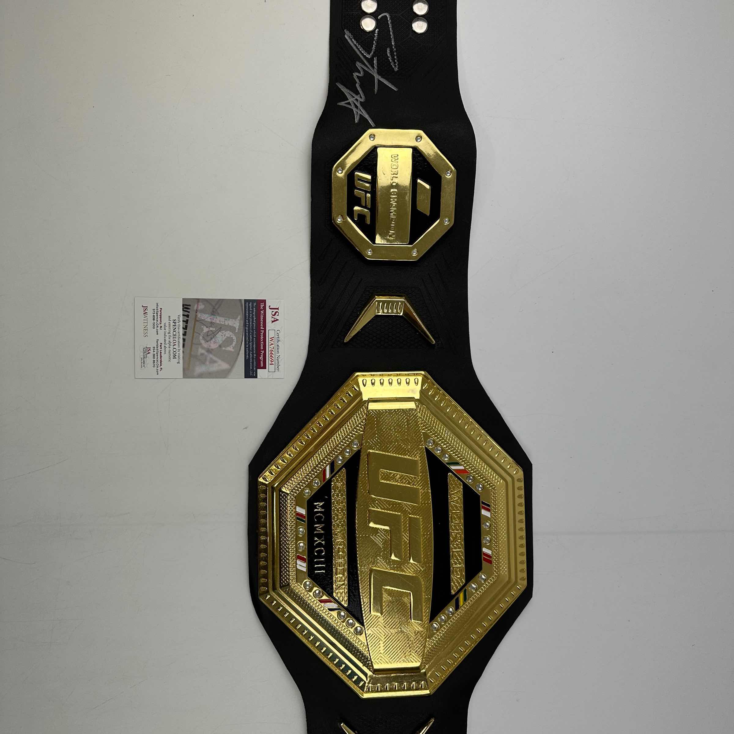 autographed-signed-israel-izzy-adesanya-black-replica-ufc-championship-title-belt-jsa-coa