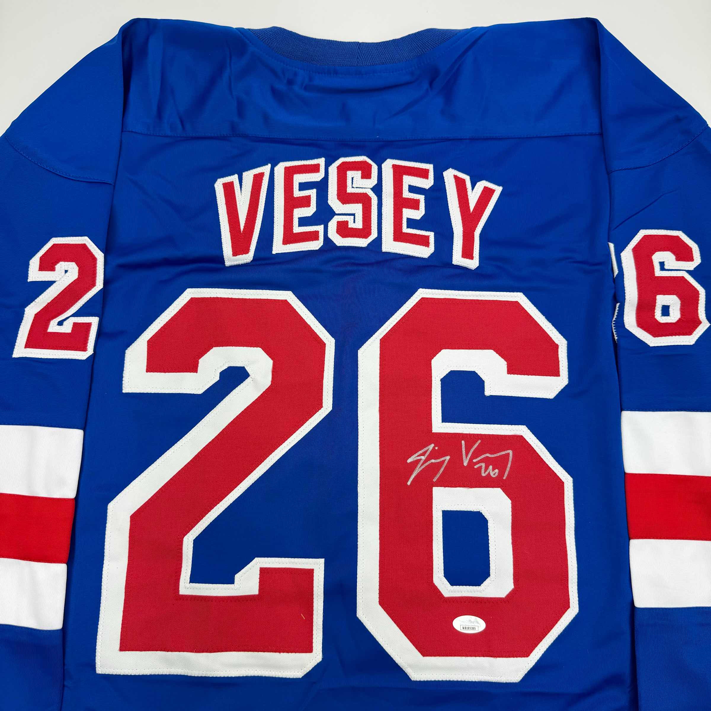 autographed-signed-jimmy-vesey-new-york-blue-hockey-jersey-jsa-coa