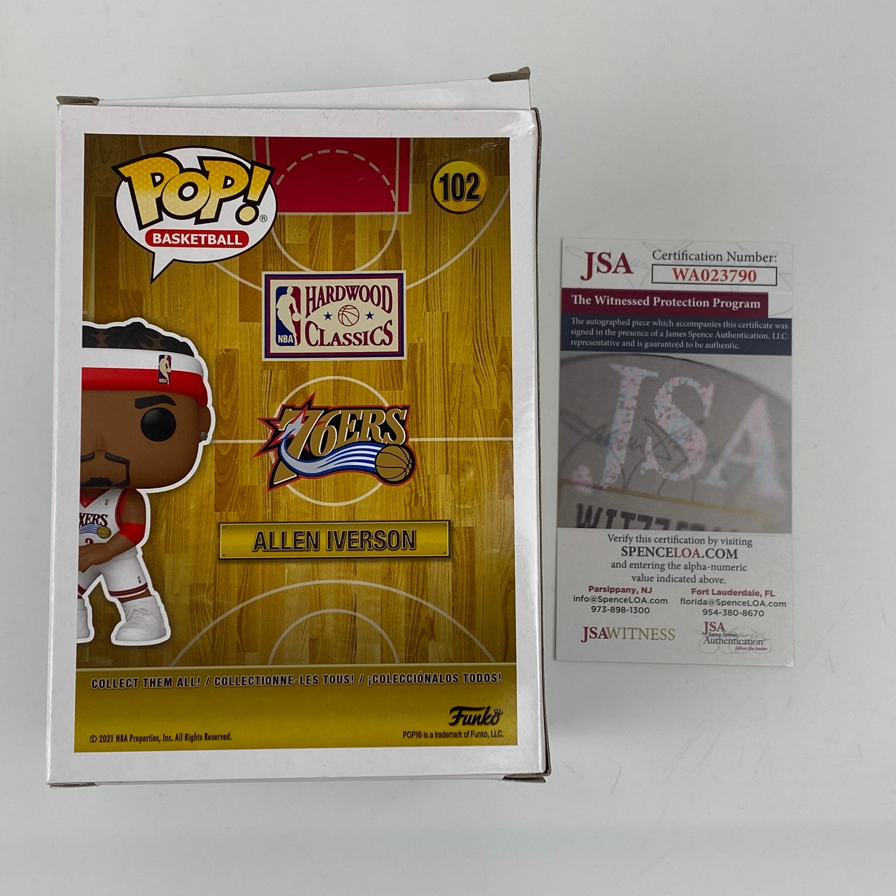 autographed-signed-allen-iverson-philadelphia-76ers-sixers-basketball-funko-pop-102-figurine-jsa-coa